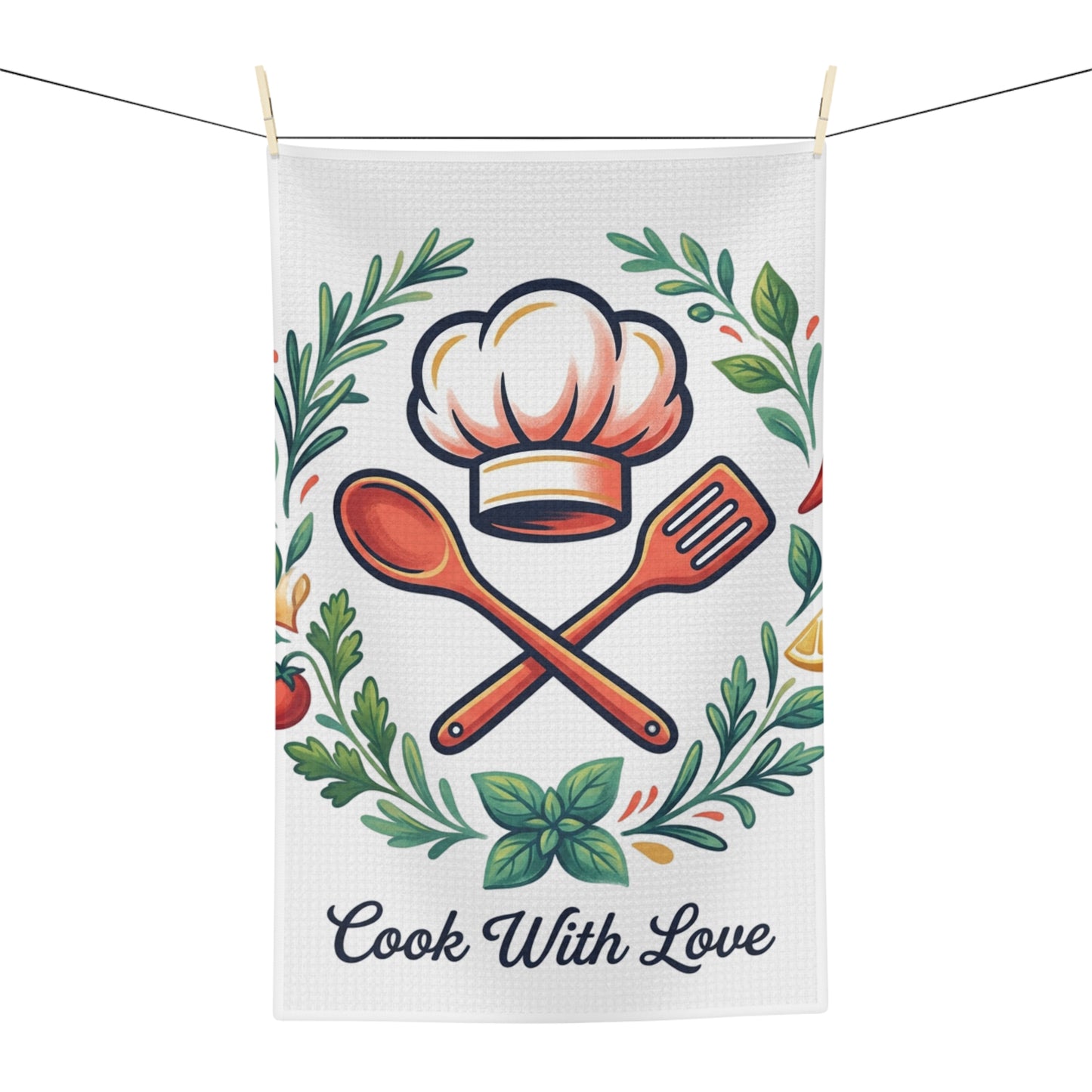 Cook With Love Tea Towel — Decorative Kitchen Microfiber Towel