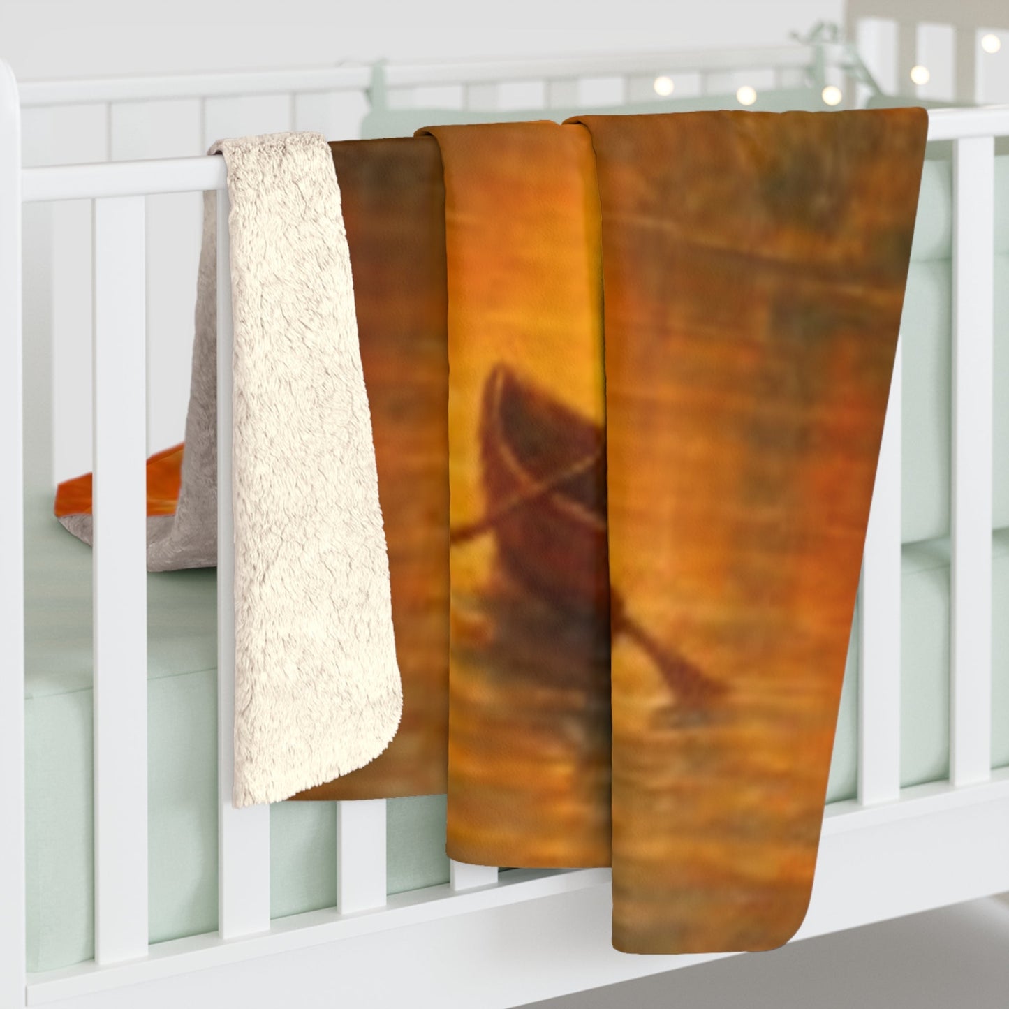 Sherpa Fleece Blanket - Rowing River Autumn Fall Blanket Printify