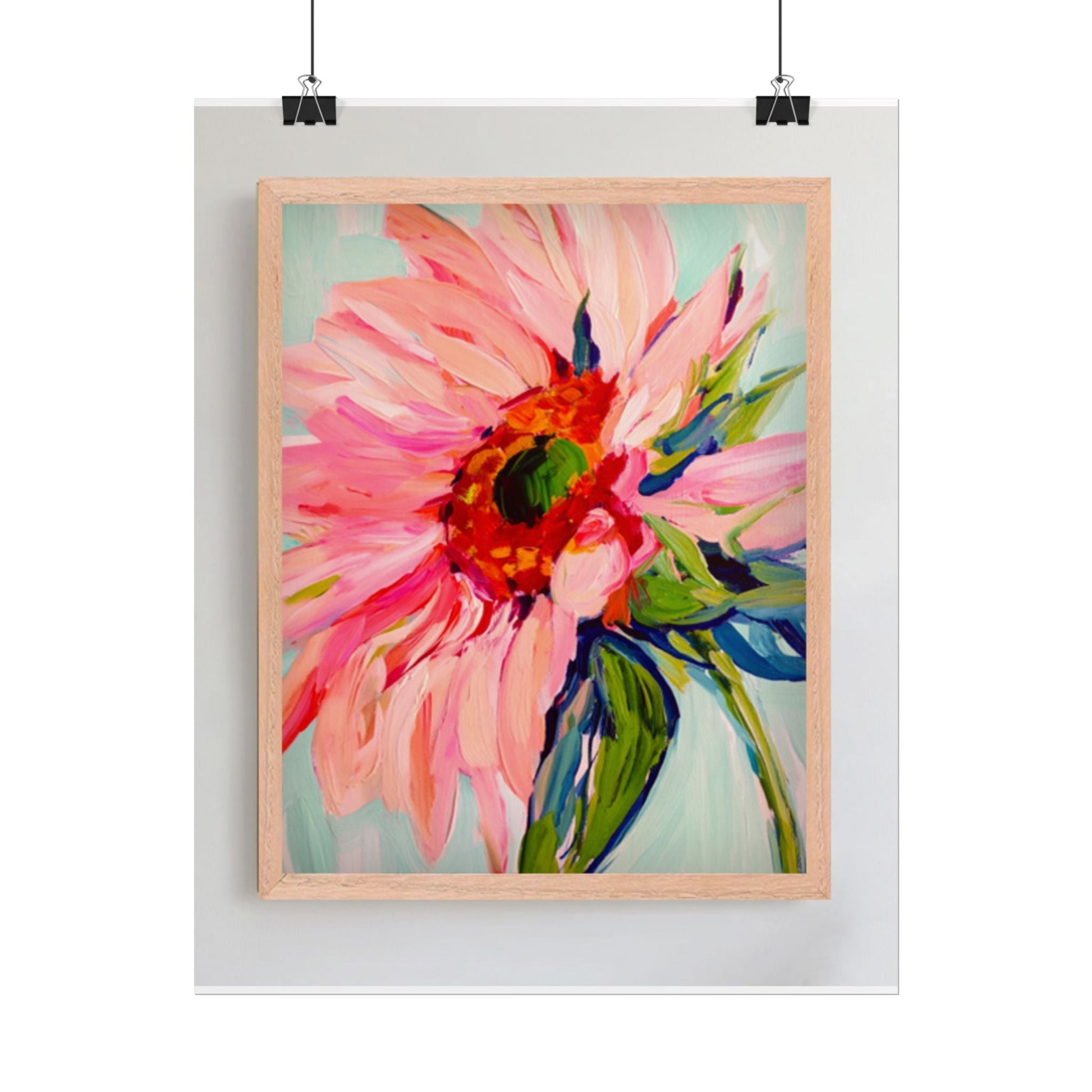 Floral Sunburst Rolled Poster — Pink Abstract Flower Wall Art Printify