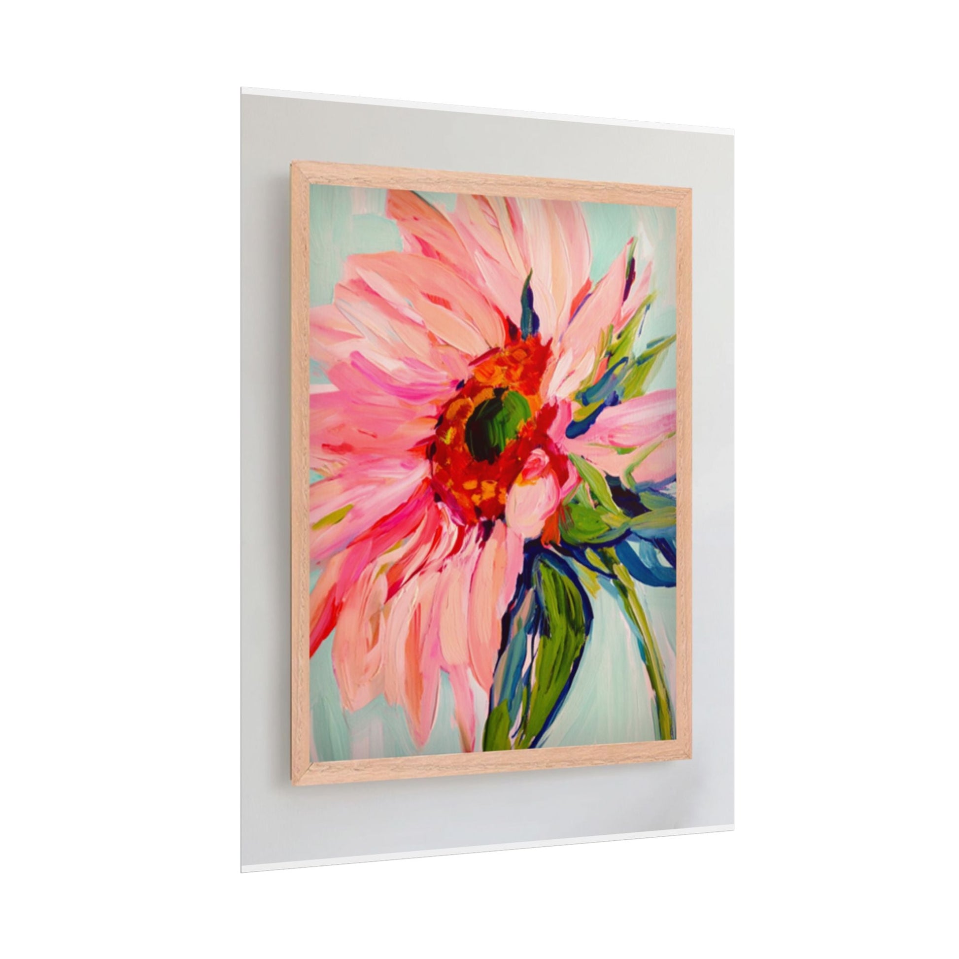 Floral Sunburst Rolled Poster — Pink Abstract Flower Wall Art Printify