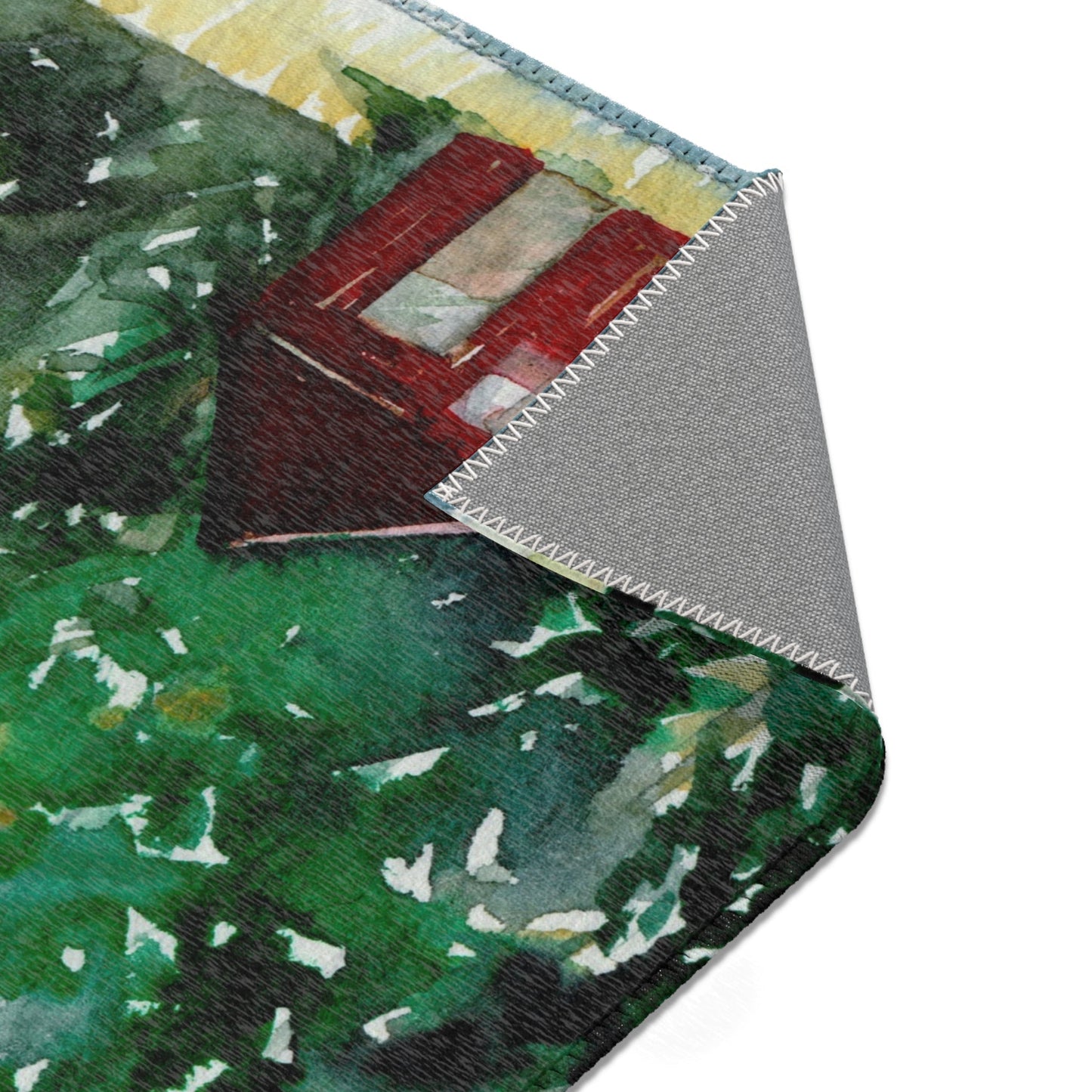 Cabin in the Pines Watercolor Area Rug – Cozy Forest-Inspired Decor Printify