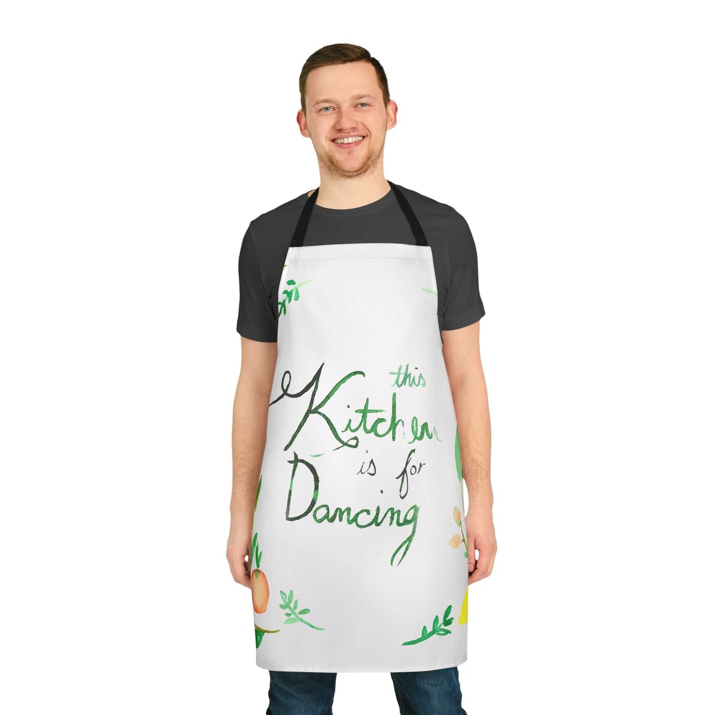 Whimsical Kitchen Apron - "This Kitchen is for Dancing" - Colorful Cooking Gift, Fun Kitchen Accessory, Perfect for Foodies, [...] Printify