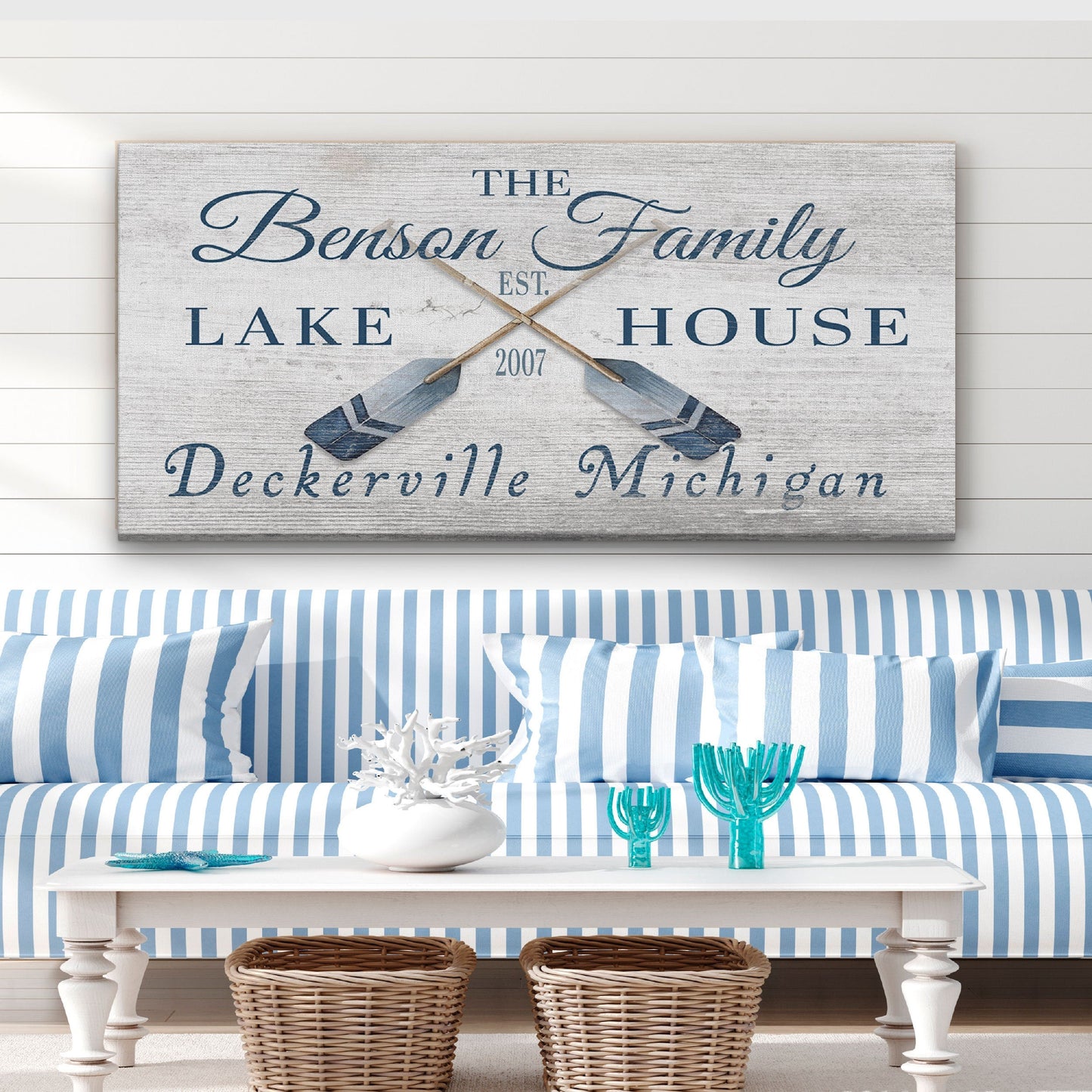 Longitude Latitude Personalized Coordinates Sign, With, Rustic Oars Paddles