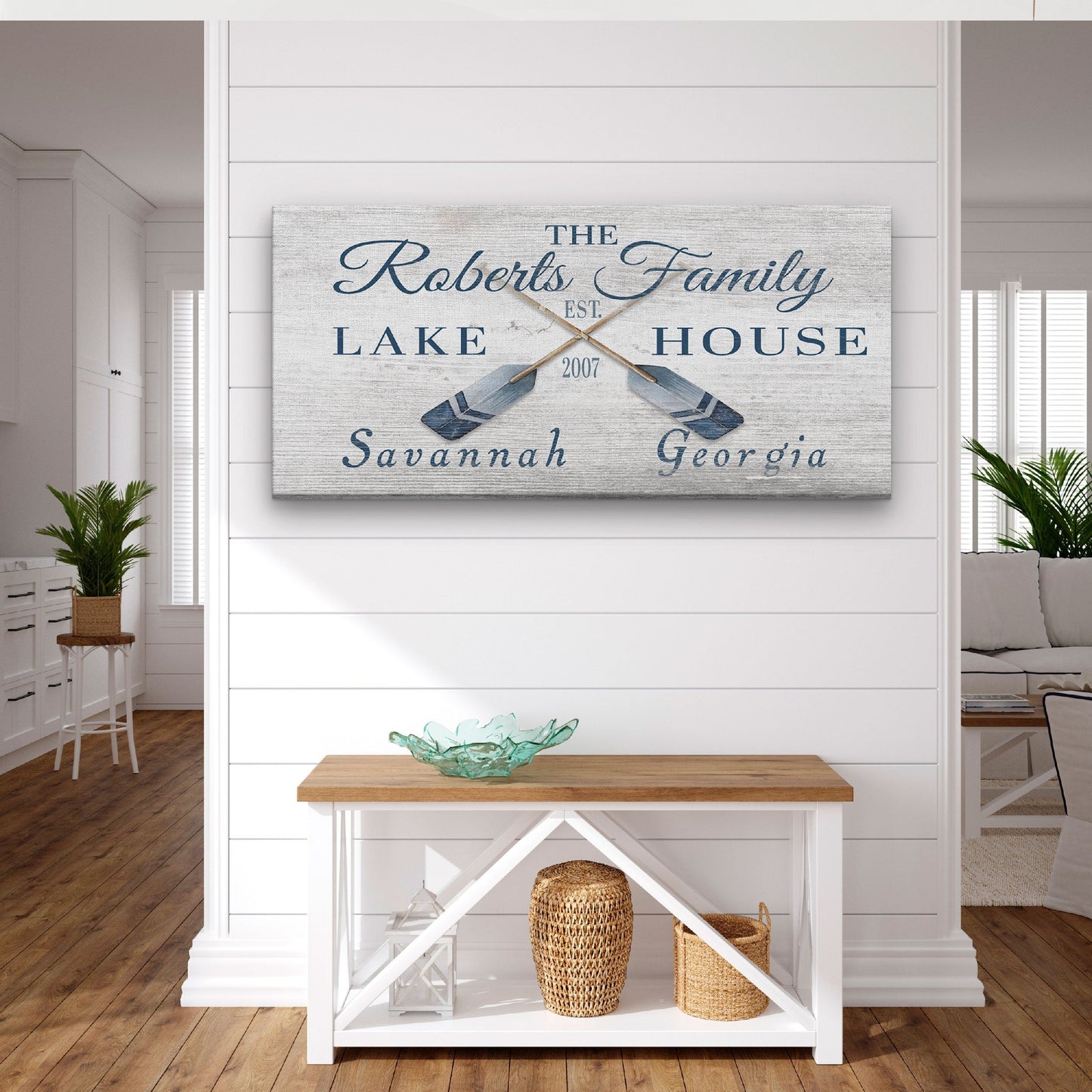 Longitude Latitude Personalized Coordinates Sign, With, Rustic Oars Paddles