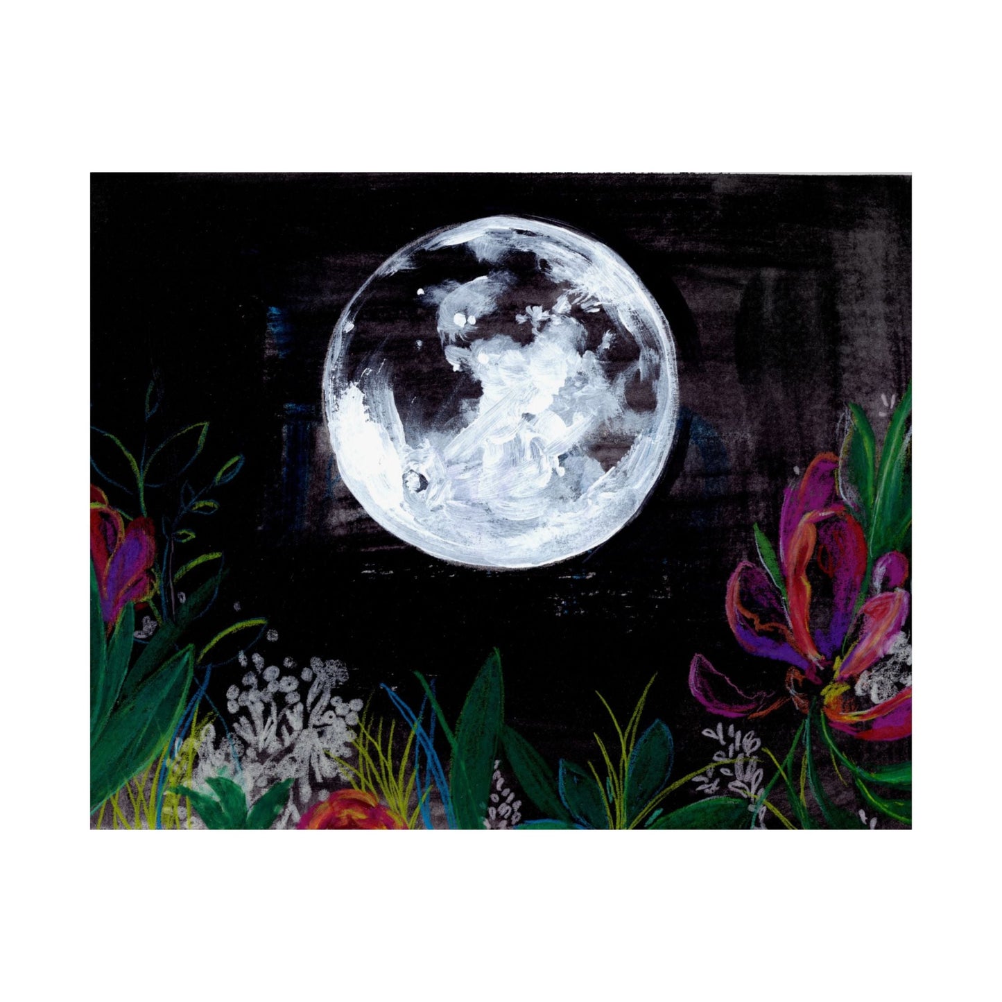 Moonlit Floral Poster — Matte Horizontal Wall Art Printify
