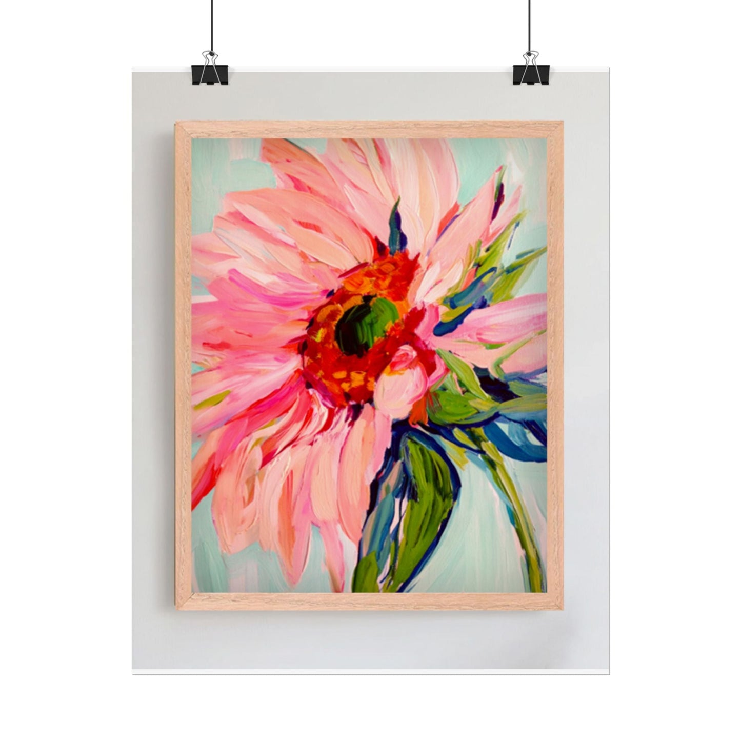 Floral Sunburst Rolled Poster — Pink Abstract Flower Wall Art Printify