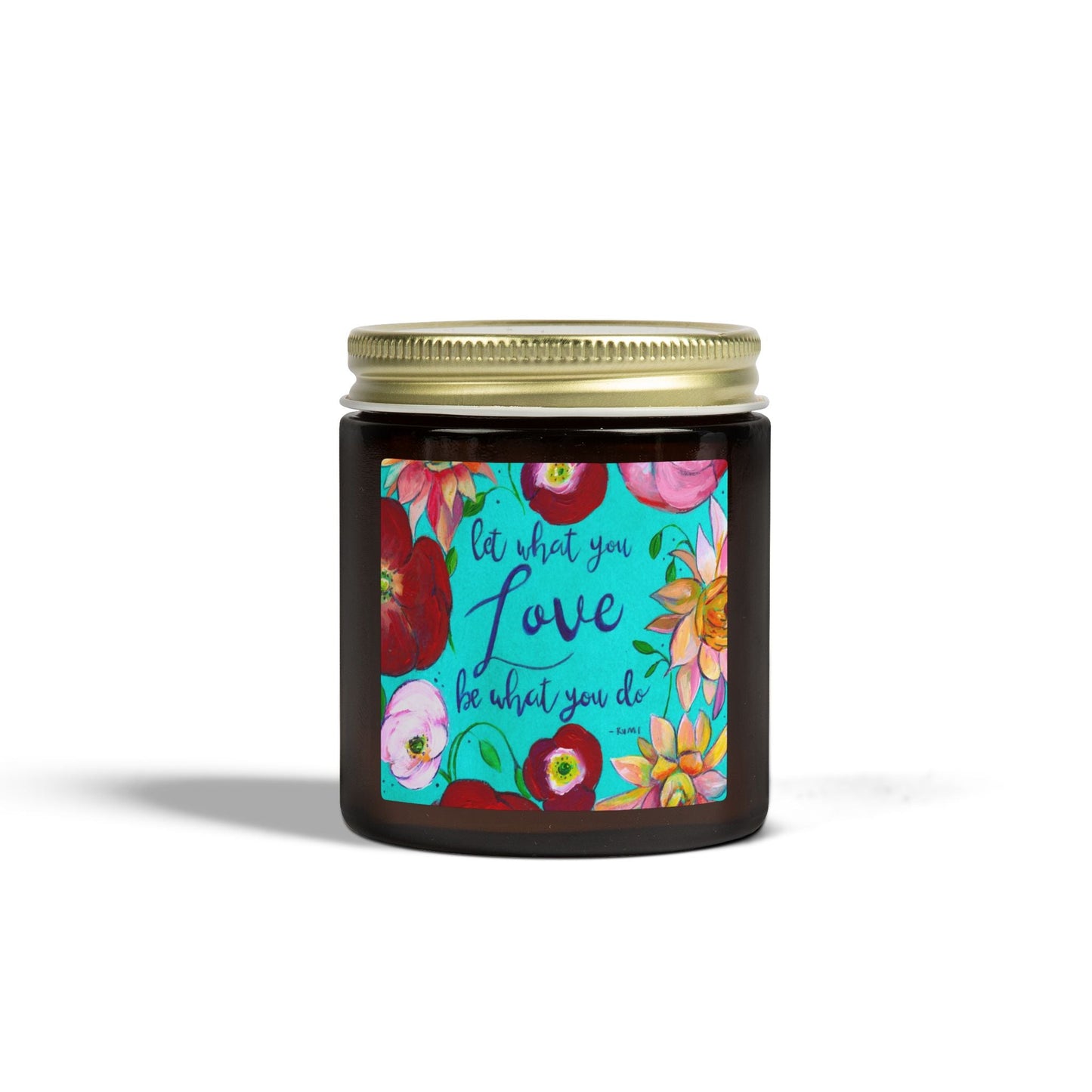 Scented Candle — Coconut Apricot Wax (4oz/9oz) with Floral “Do What You Love” Label Printify