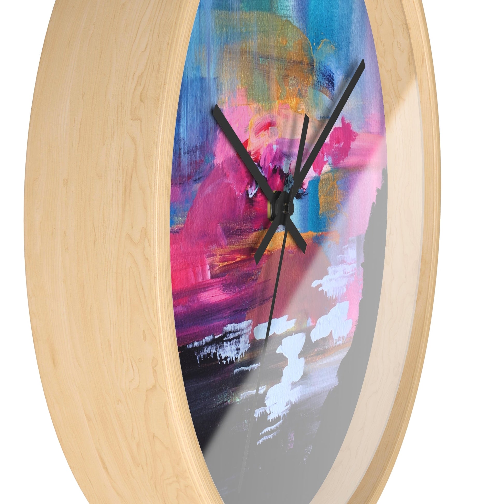 Abstract Sunset Wall Clock — Modern Colorful Wooden Silent Clock, Turn Time Into Art Printify
