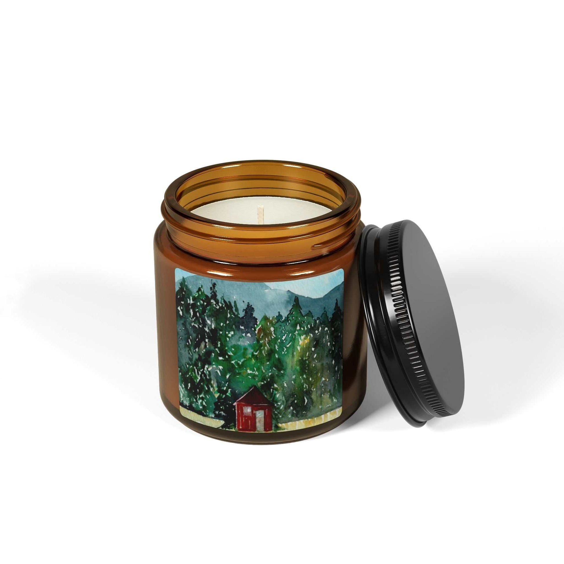 Cabin in the Pines Soy Candle – Hand-Poured Amber Jar Candle Printify