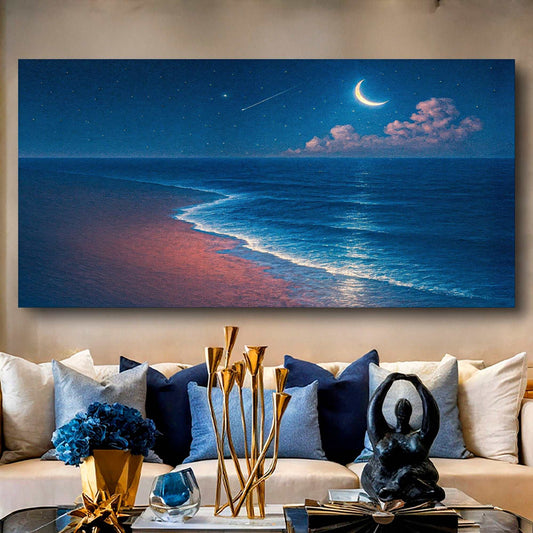 Beach Shoreline Coastal Wall Art on high-quality canvas, vibrant colors, ready to hang, made in USA