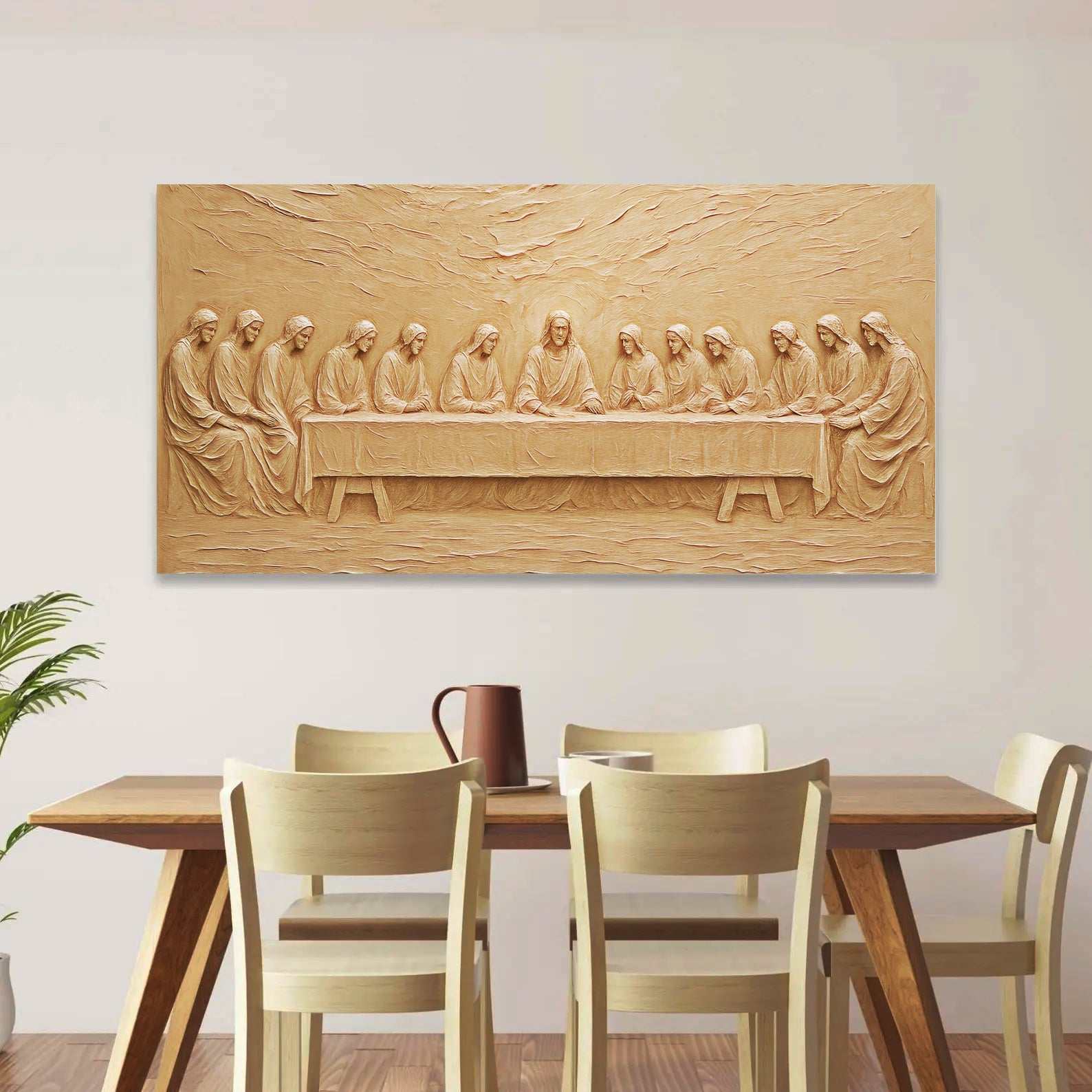 Minimalist The Last Supper wall art on canvas, ready to hang, high-quality faith decor