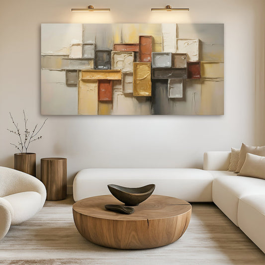 Minimalist abstract wall art with geometric shape pattern on high-quality canvas, ready to hang and personalize