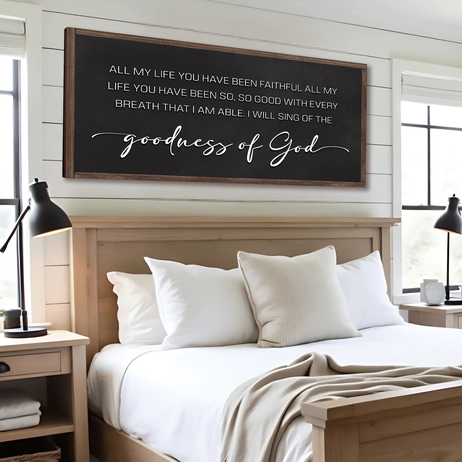 Goodness Of God Faith Sign handmade canvas wall art with inspirational text, ready to hang, made in USA