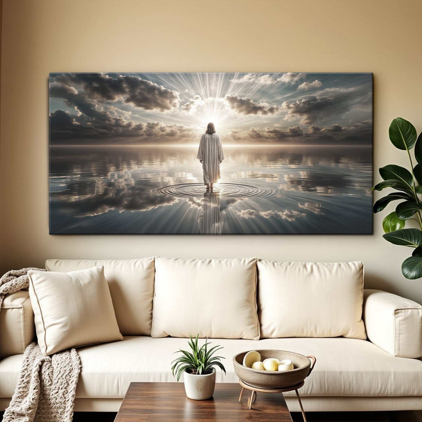 Walking on Water faith wall art on high-quality US canvas, bright ink, personalized sign, ready to hang, fast delivery from Florida