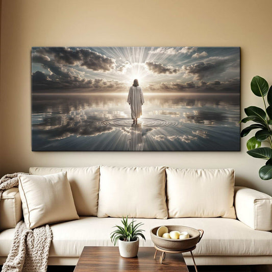 Walking on Water faith wall art on high-quality US canvas, bright ink, personalized sign, ready to hang, fast delivery from Florida