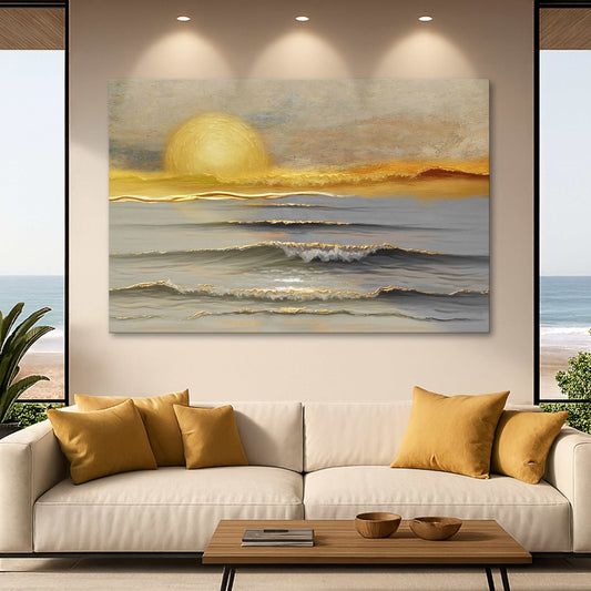 Golden Horizon Calm Wall Art canvas with bright ink and ready-to-hang design