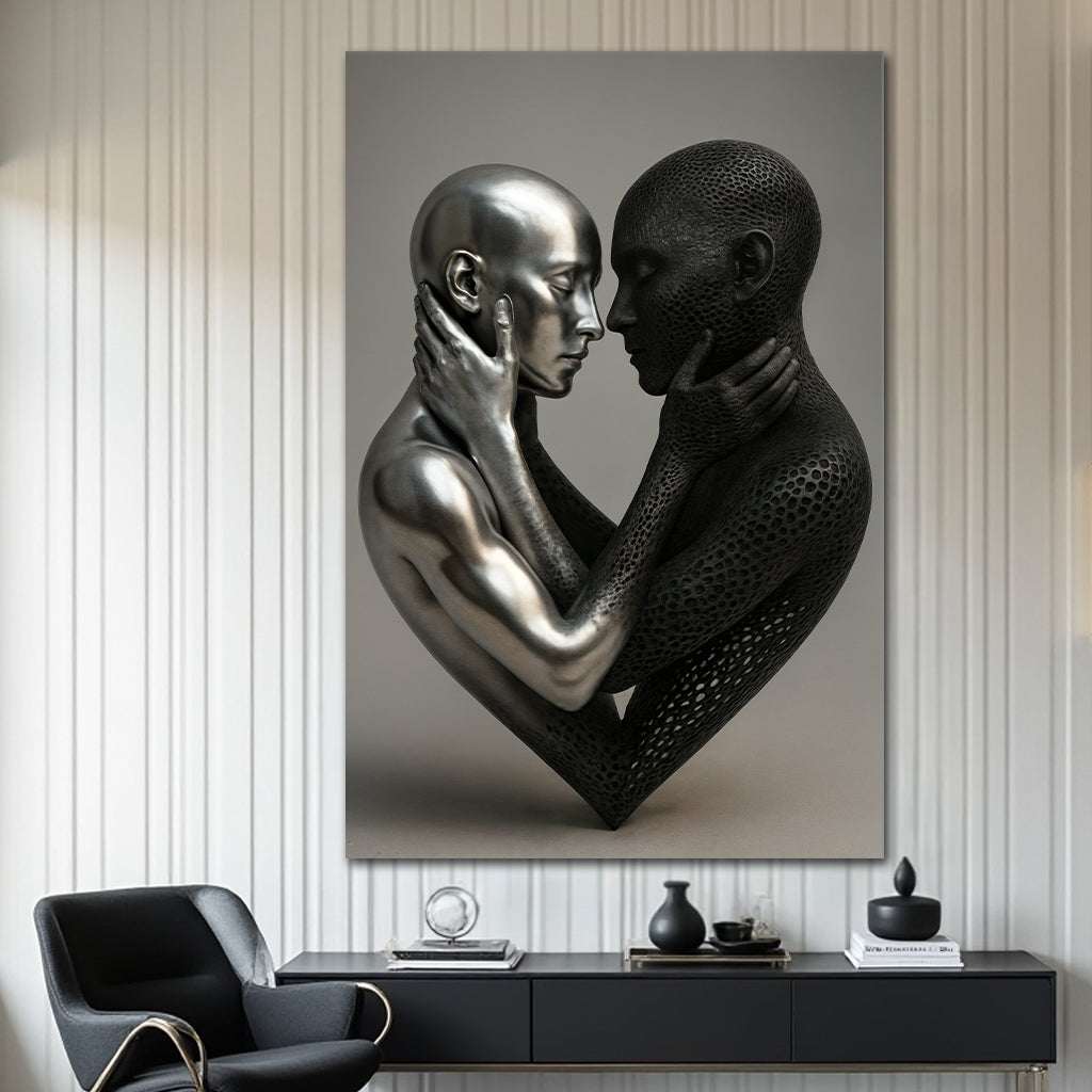 Eternal Love Figure abstract wall art on high-quality canvas with vibrant ink, ready to hang