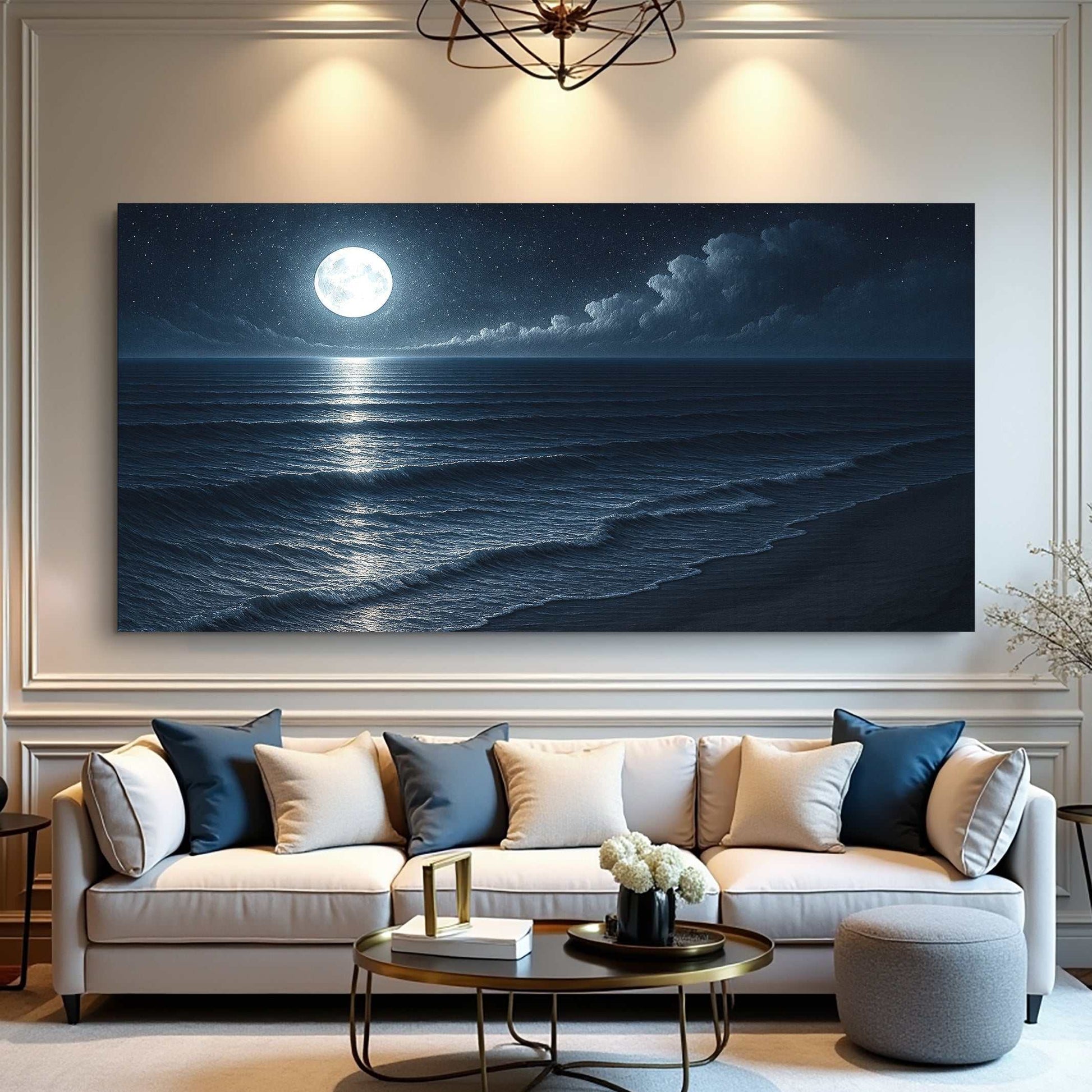 Beach Shoreline Coastal Wall Art on high-quality canvas with vibrant ink, personalized and ready to hang, made in the USA.