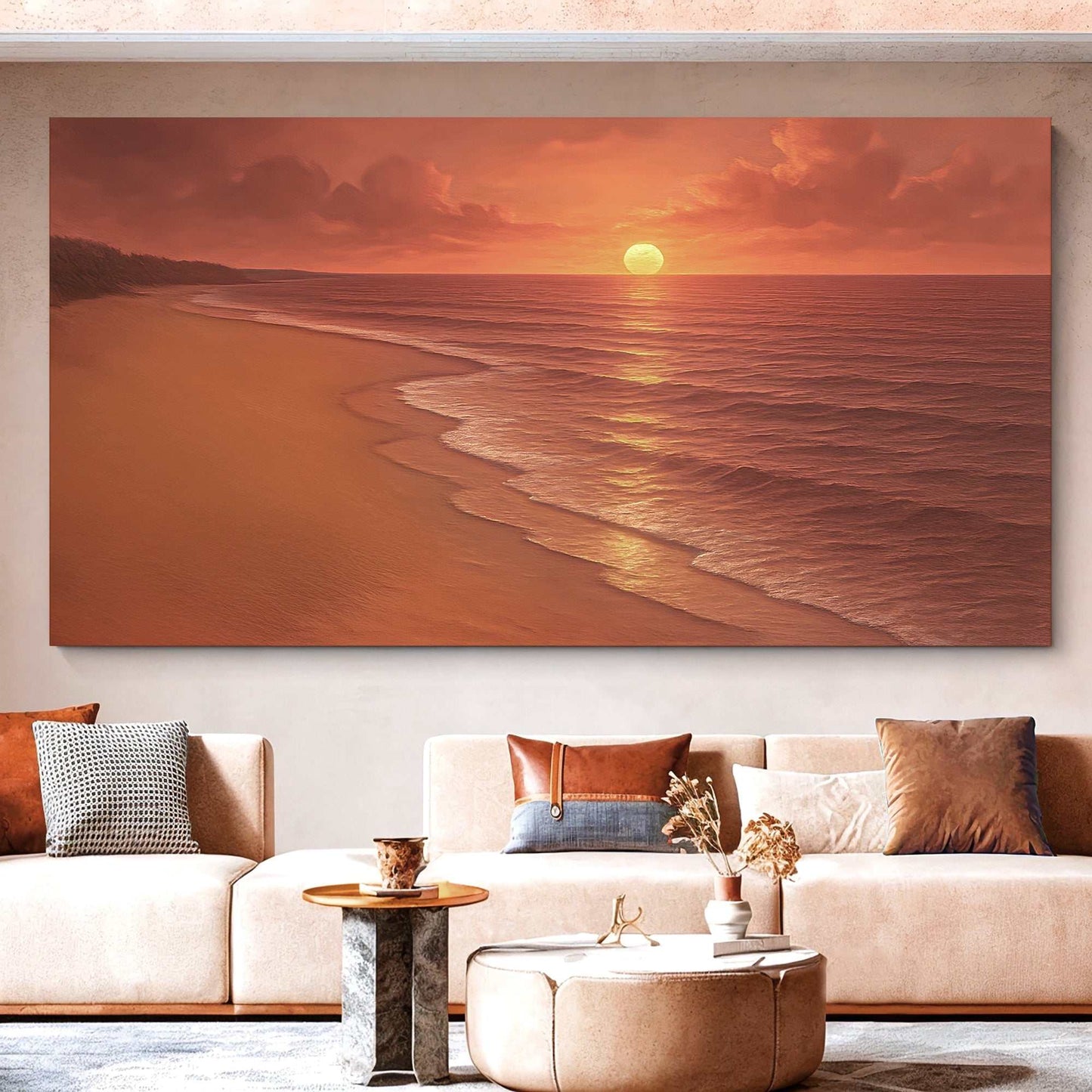 Beach shoreline coastal wall art on high-quality canvas, ready to hang, made in the USA