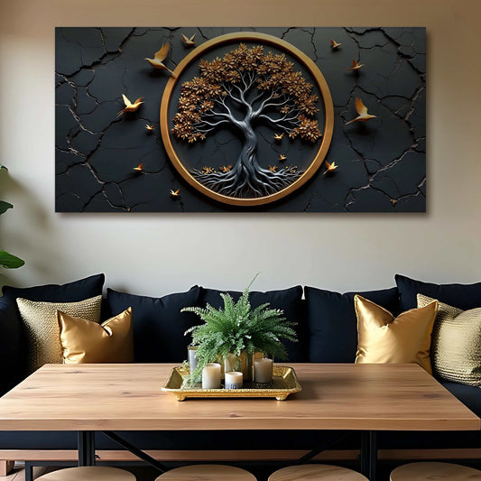 3D Celtic Tree of Life wall art on premium canvas with golden tones and detailed branches