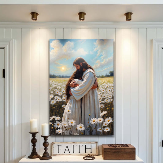 Jesus Hugging Woman Faith Wall Art