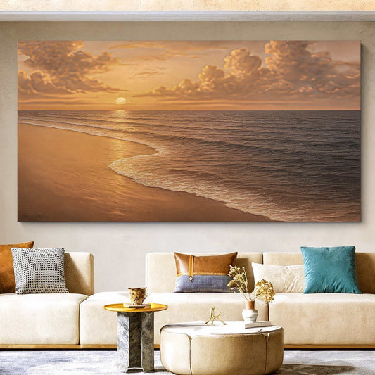 Beach Shoreline Coastal Wall Art on high-quality canvas with bright ink, ready to hang and personalized, made in the USA
