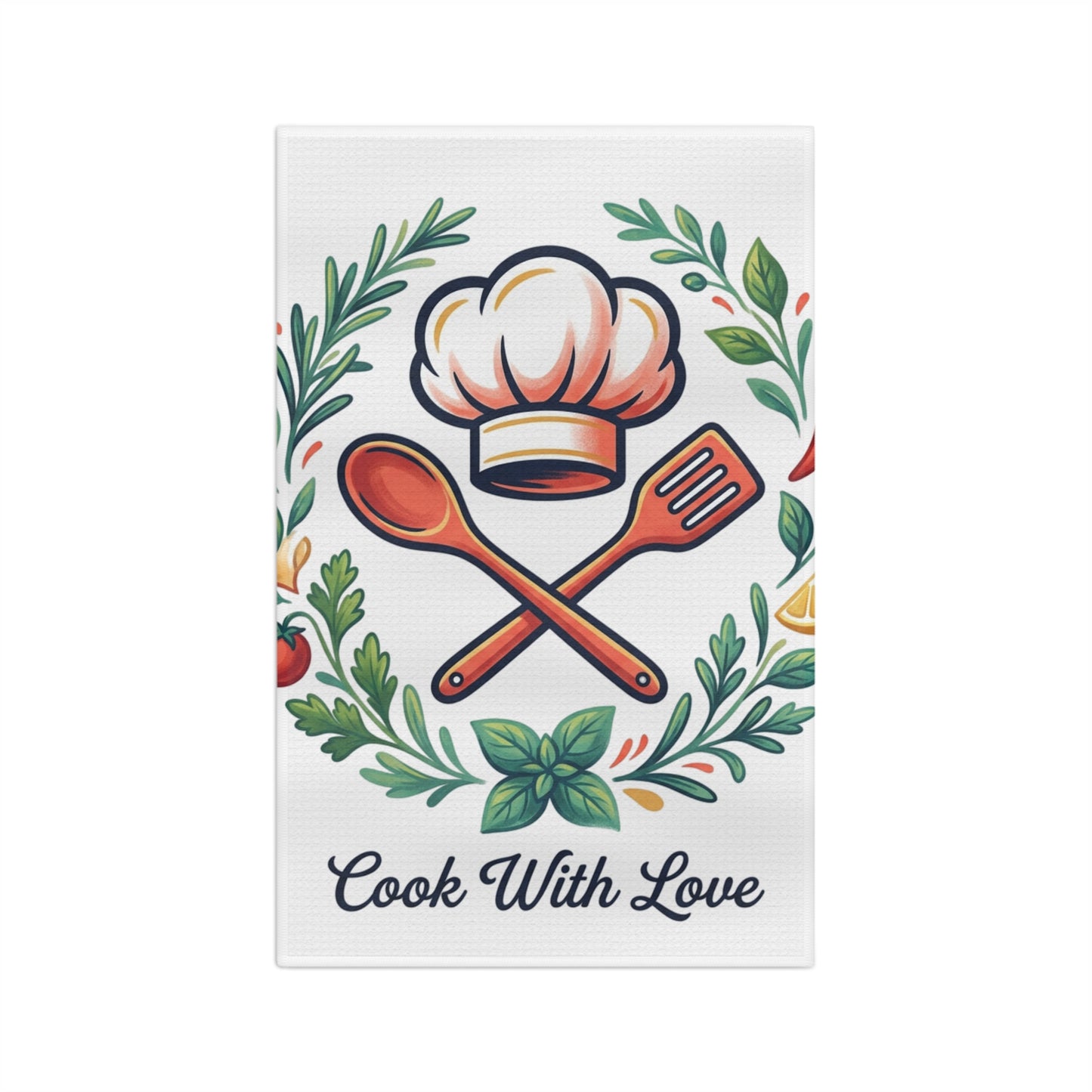 Cook With Love Tea Towel — Decorative Kitchen Microfiber Towel