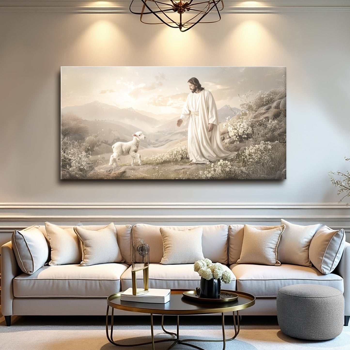 Jesus Protects The Lamb faith wall art on high-quality canvas with vibrant ink and ready to hang