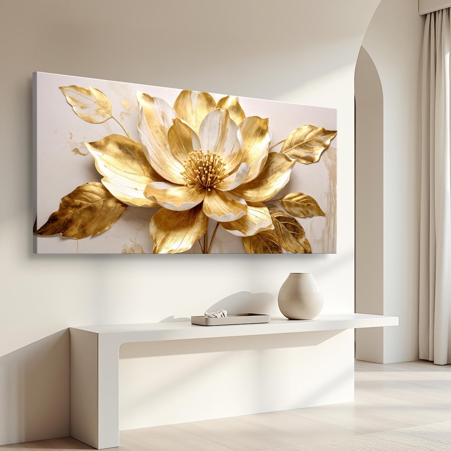 Golden Dandelion Minimalist Abstract Wall Art VIII