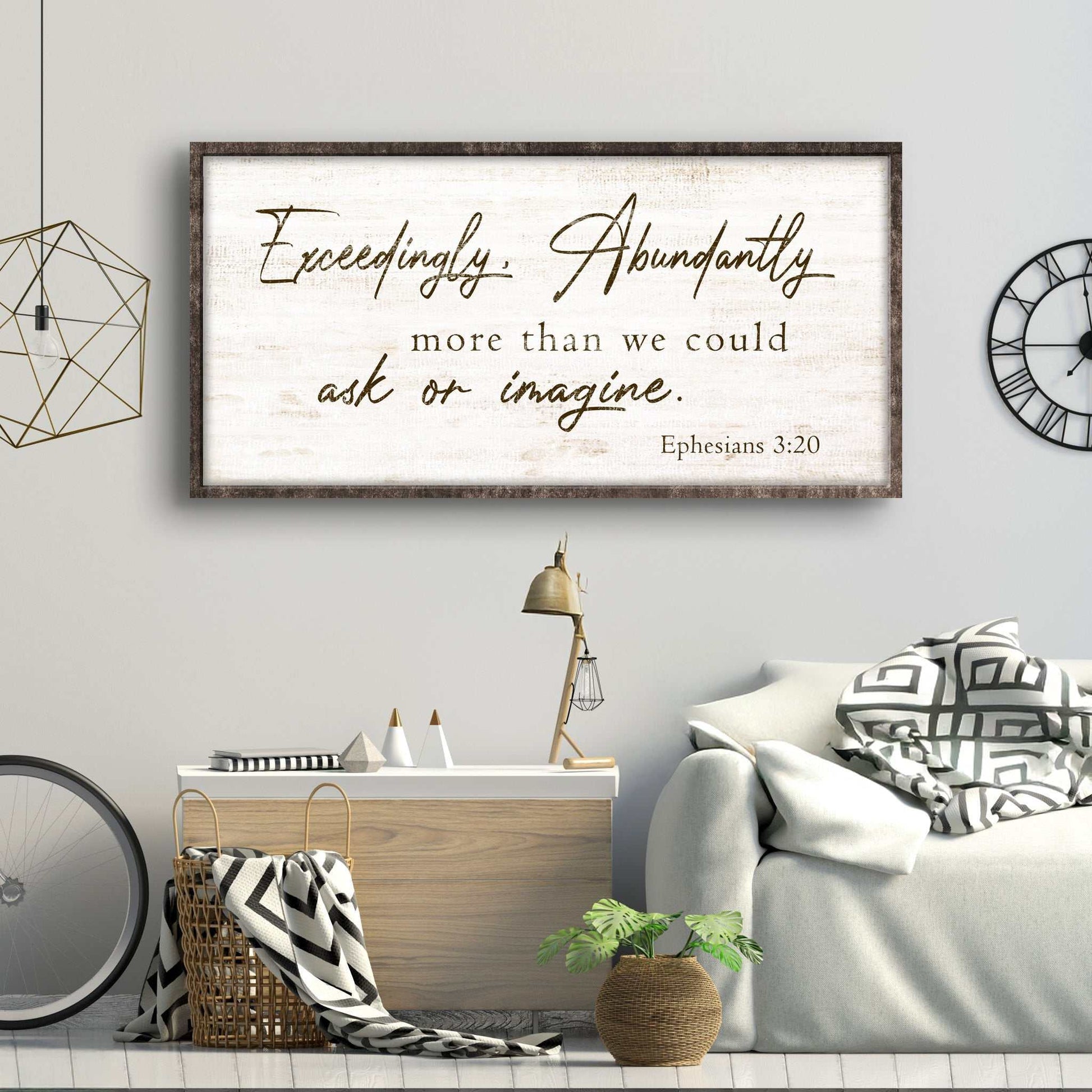 Exceedingly Abundantly More Than We Could Ask Or Imagine Faith Sign IV on high-quality canvas, ready to hang and personalized