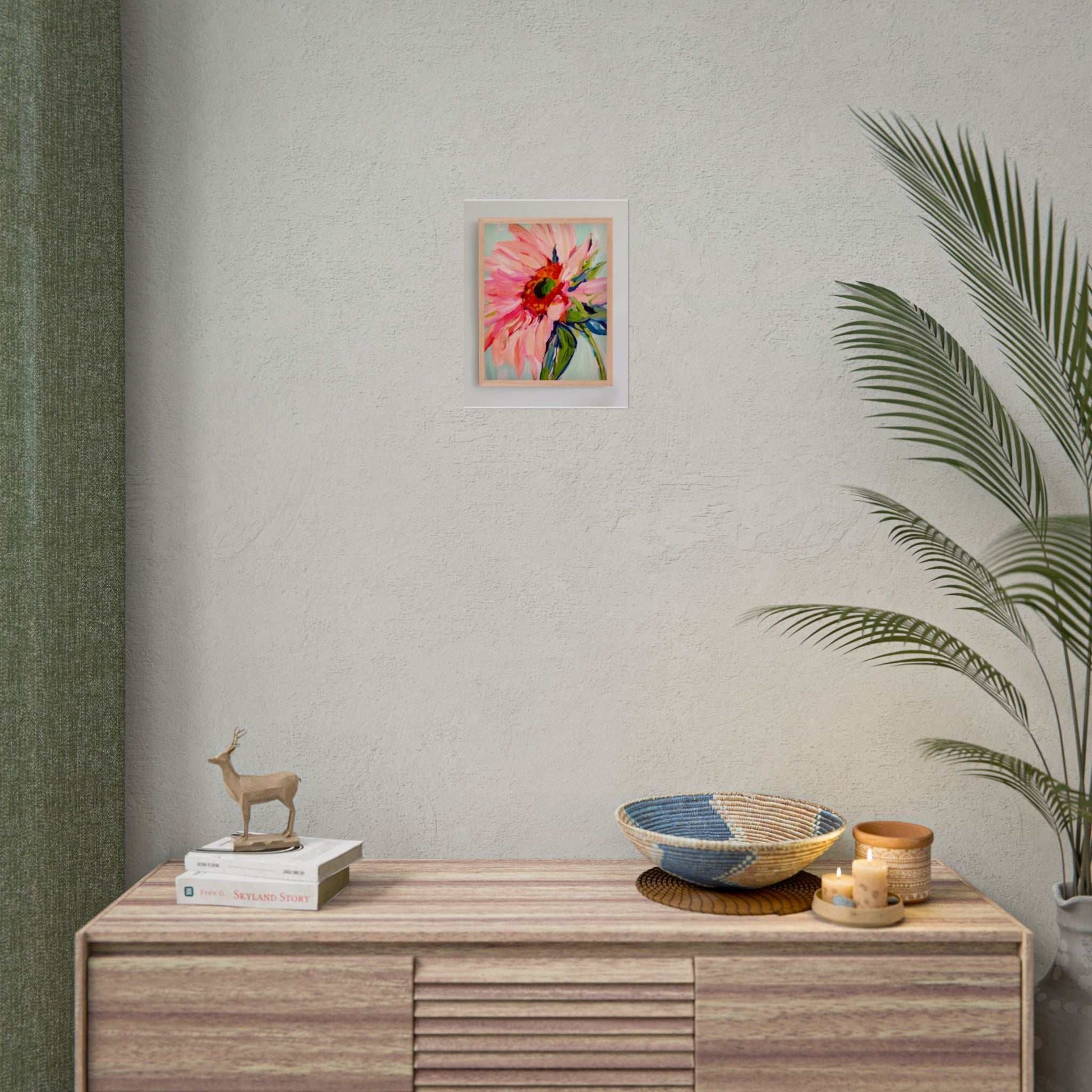 Floral Sunburst Rolled Poster — Pink Abstract Flower Wall Art Printify