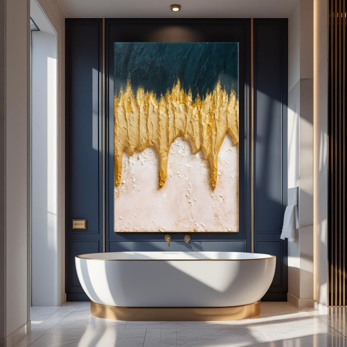 Abstract Blue And Gold Wall Art