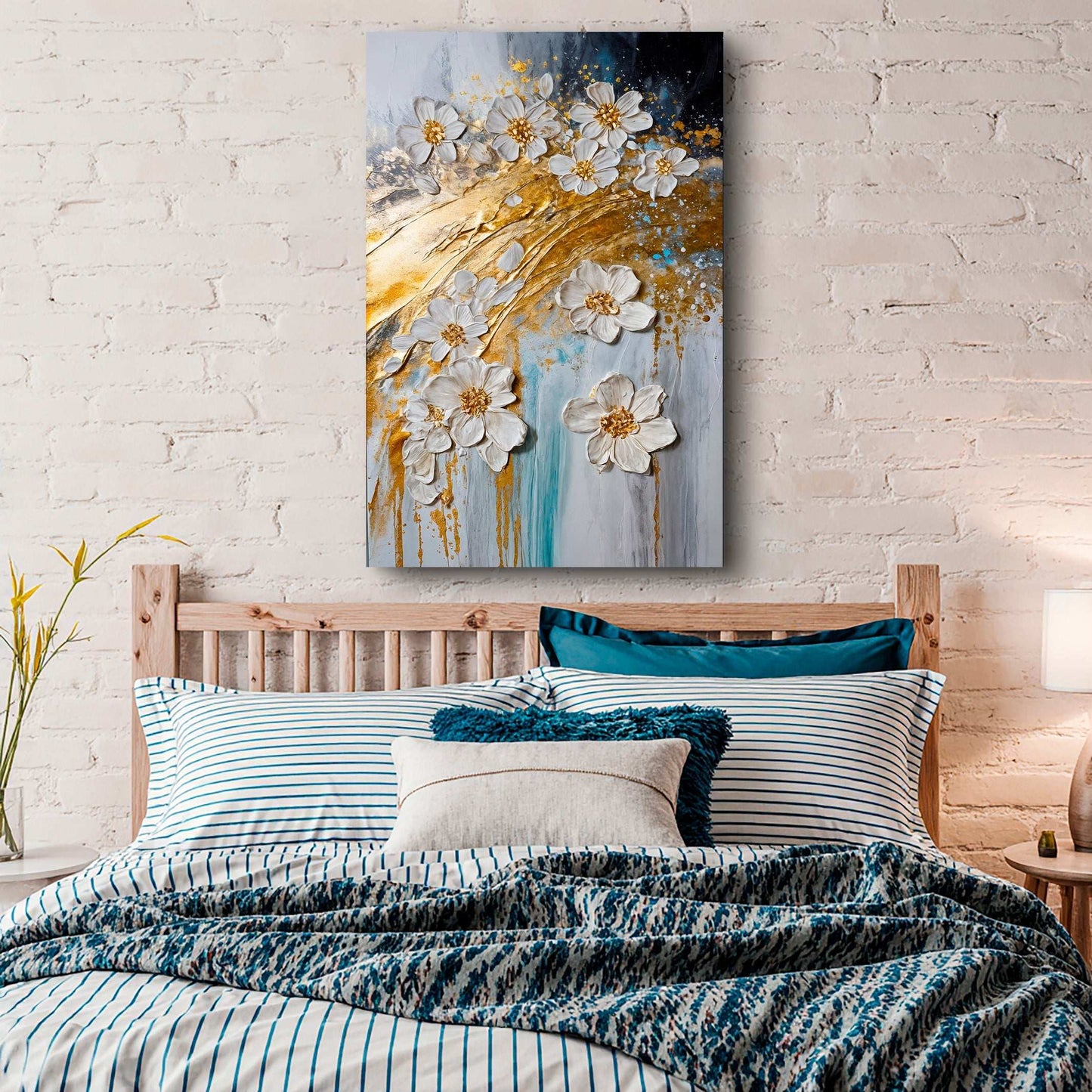 Abstract Gold Floral Wall Art