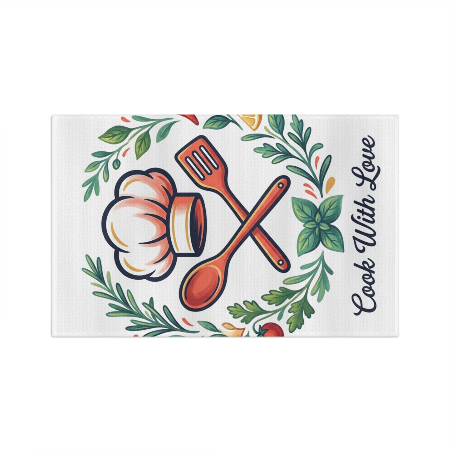 Cook With Love Tea Towel — Decorative Kitchen Microfiber Towel