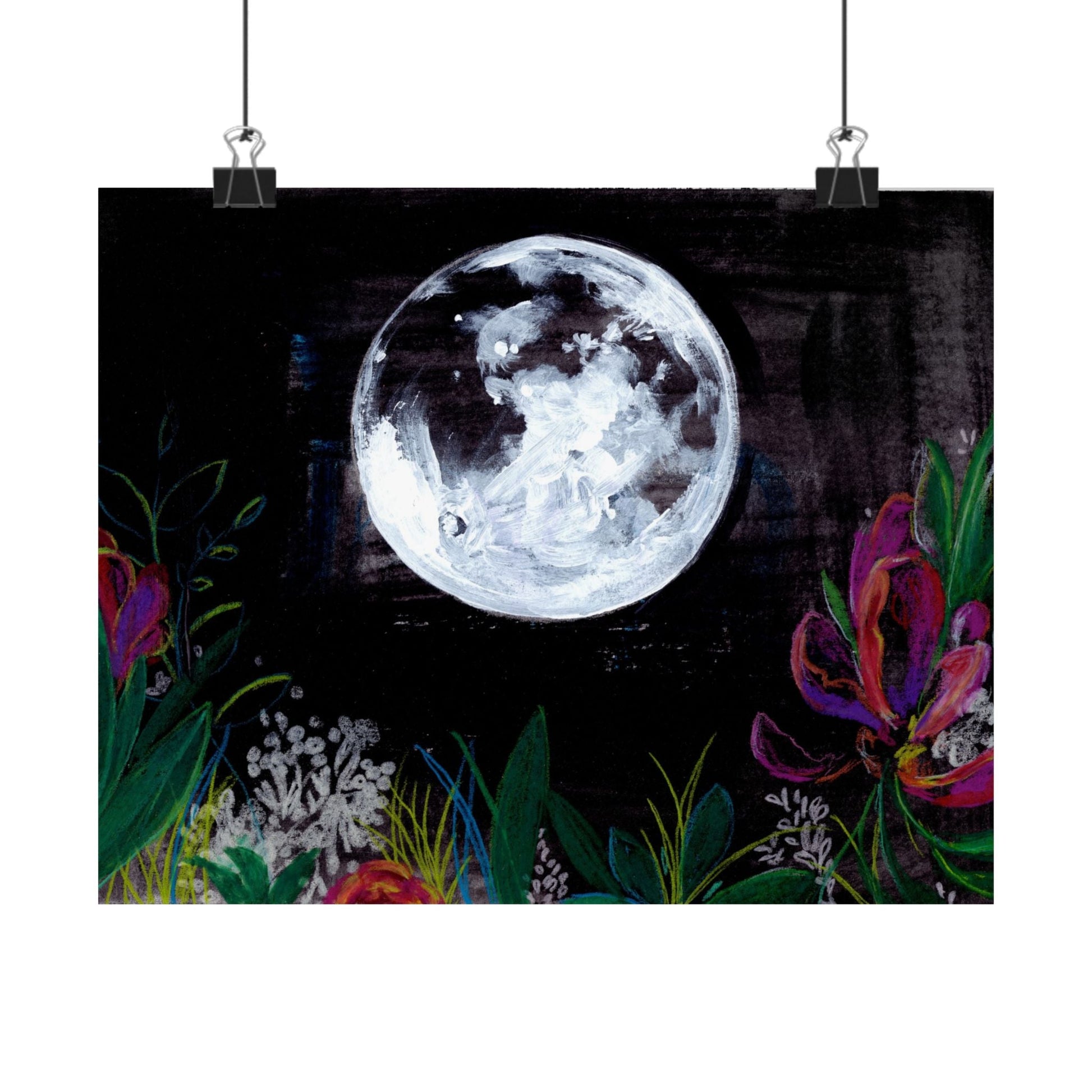 Moonlit Floral Poster — Matte Horizontal Wall Art Printify