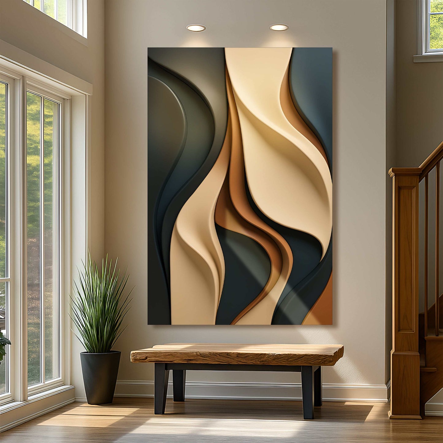 Modern abstract minimalist wall art on high-quality canvas, ready to hang, made in the USA.