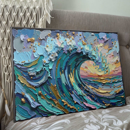 Golden Tide Wall Art on high-quality canvas ready to hang with vibrant ink and personalized design