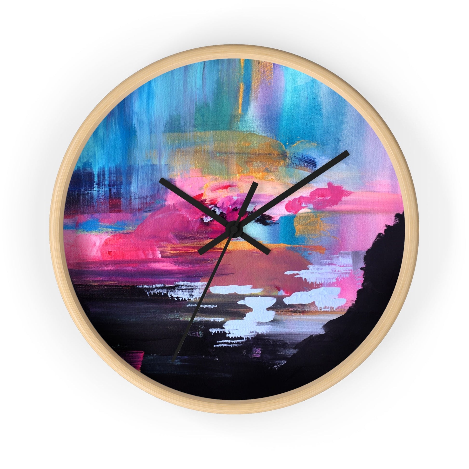 Abstract Sunset Wall Clock — Modern Colorful Wooden Silent Clock, Turn Time Into Art Printify