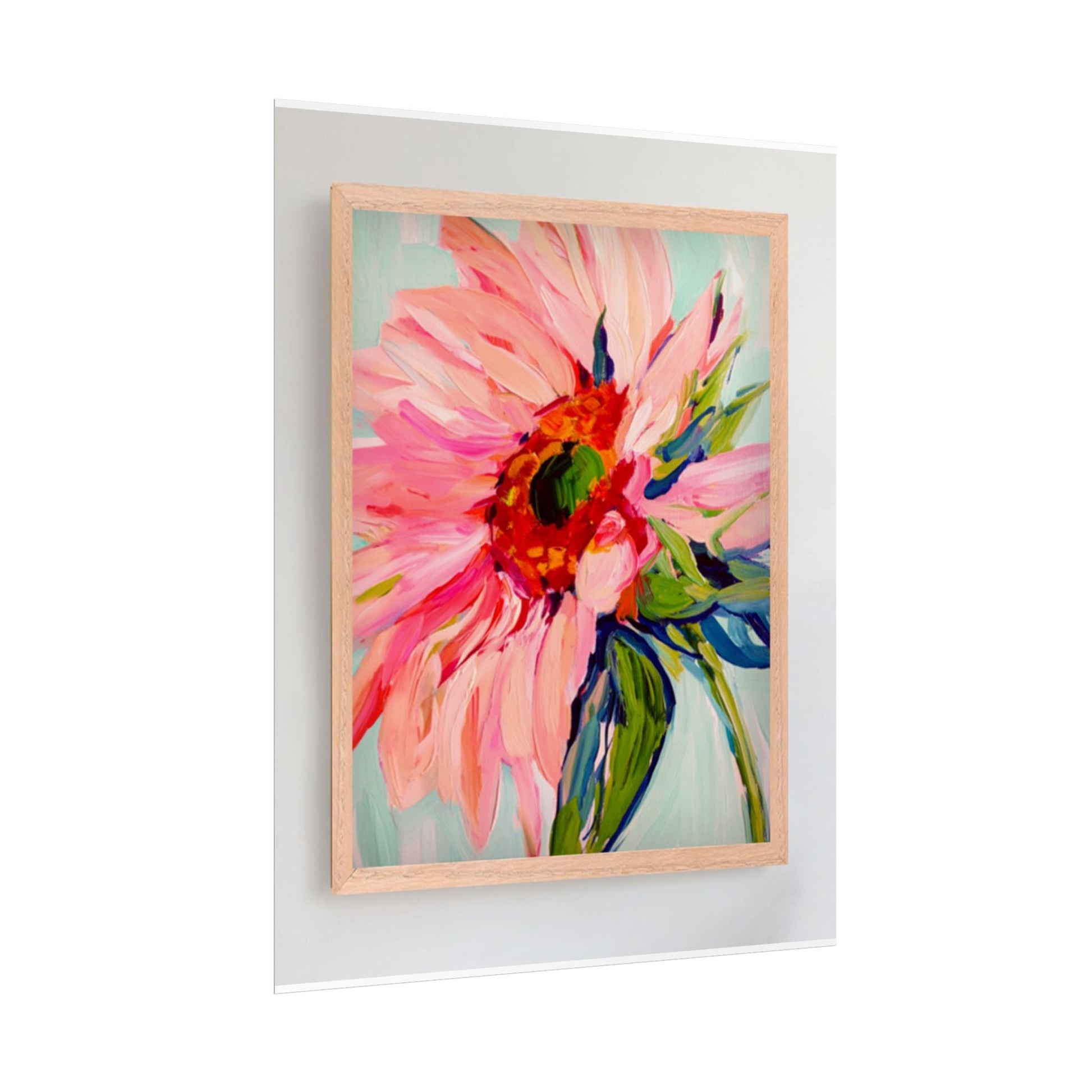 Floral Sunburst Rolled Poster — Pink Abstract Flower Wall Art Printify