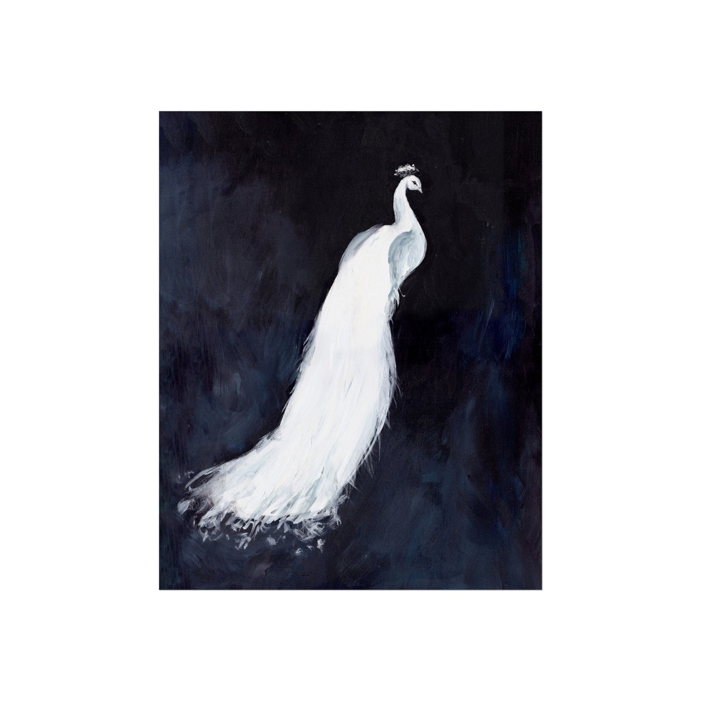 White Peacock Fine Art Poster — Elegant Minimalist Wall Art for Living Room & Bedroom Printify