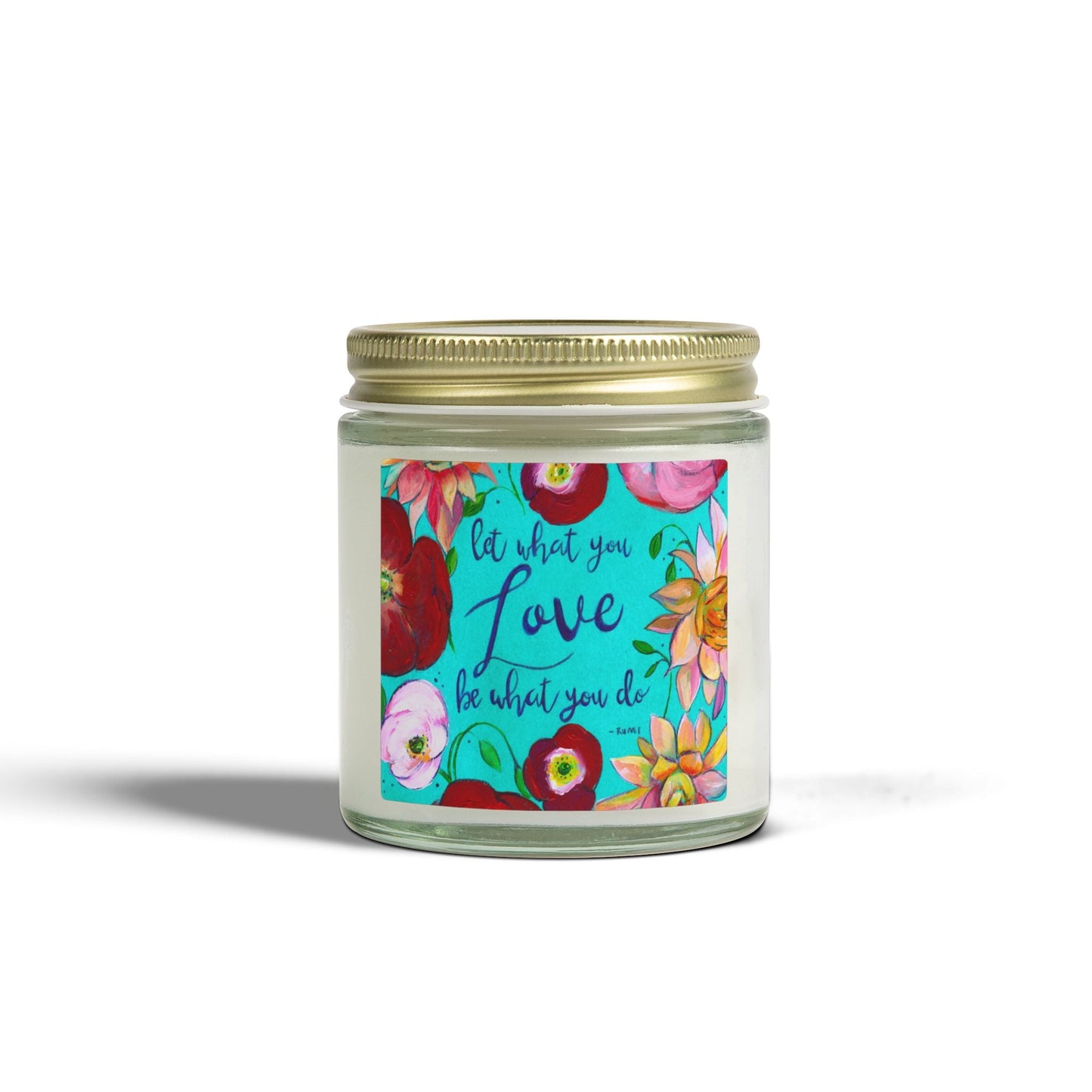 Scented Candle — Coconut Apricot Wax (4oz/9oz) with Floral “Do What You Love” Label Printify