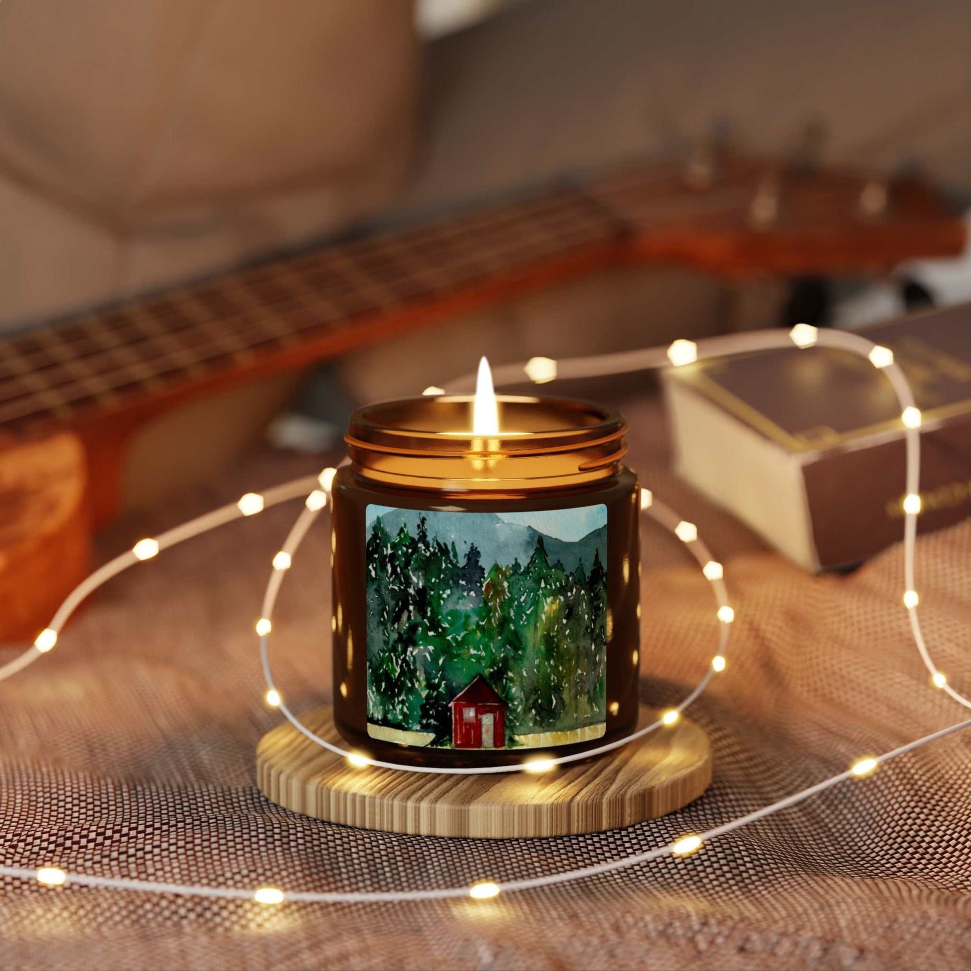 Cabin in the Pines Soy Candle – Hand-Poured Amber Jar Candle Printify