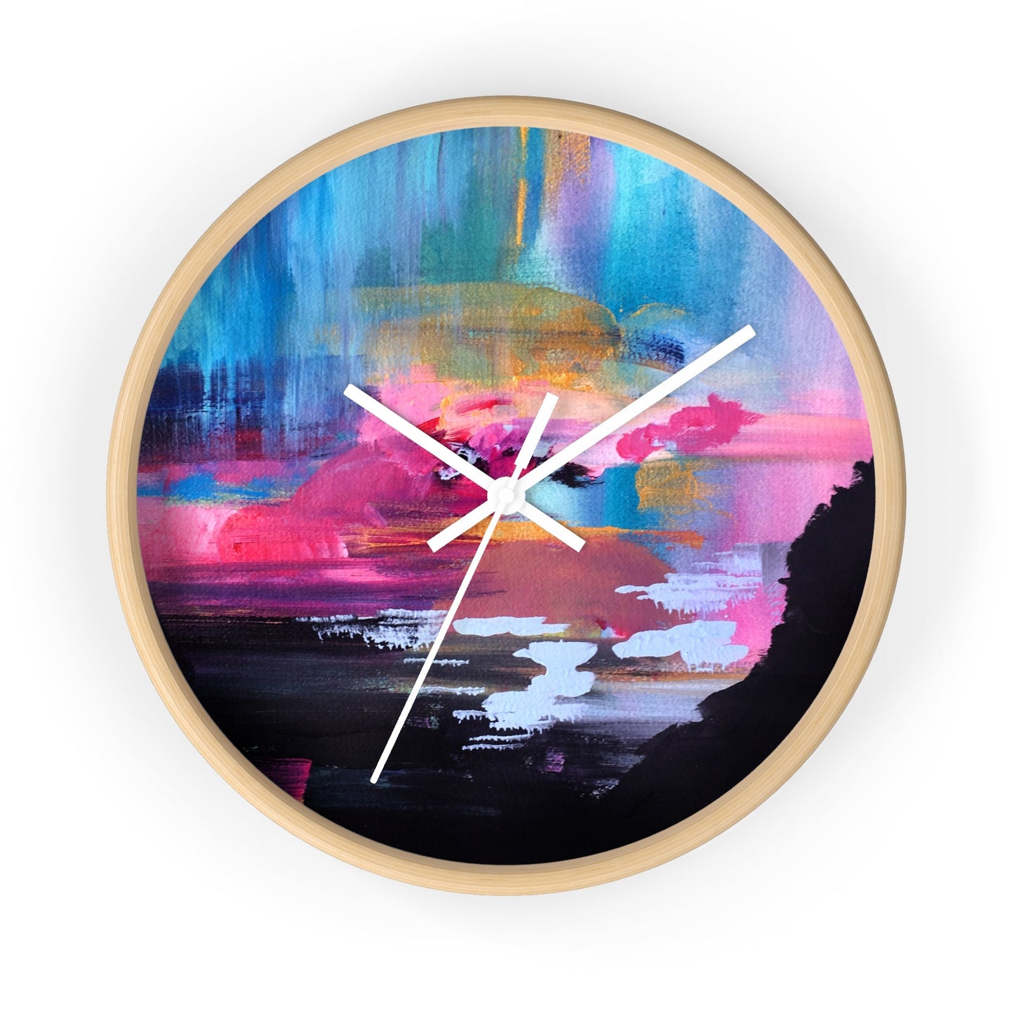Abstract Sunset Wall Clock — Modern Colorful Wooden Silent Clock, Turn Time Into Art Printify