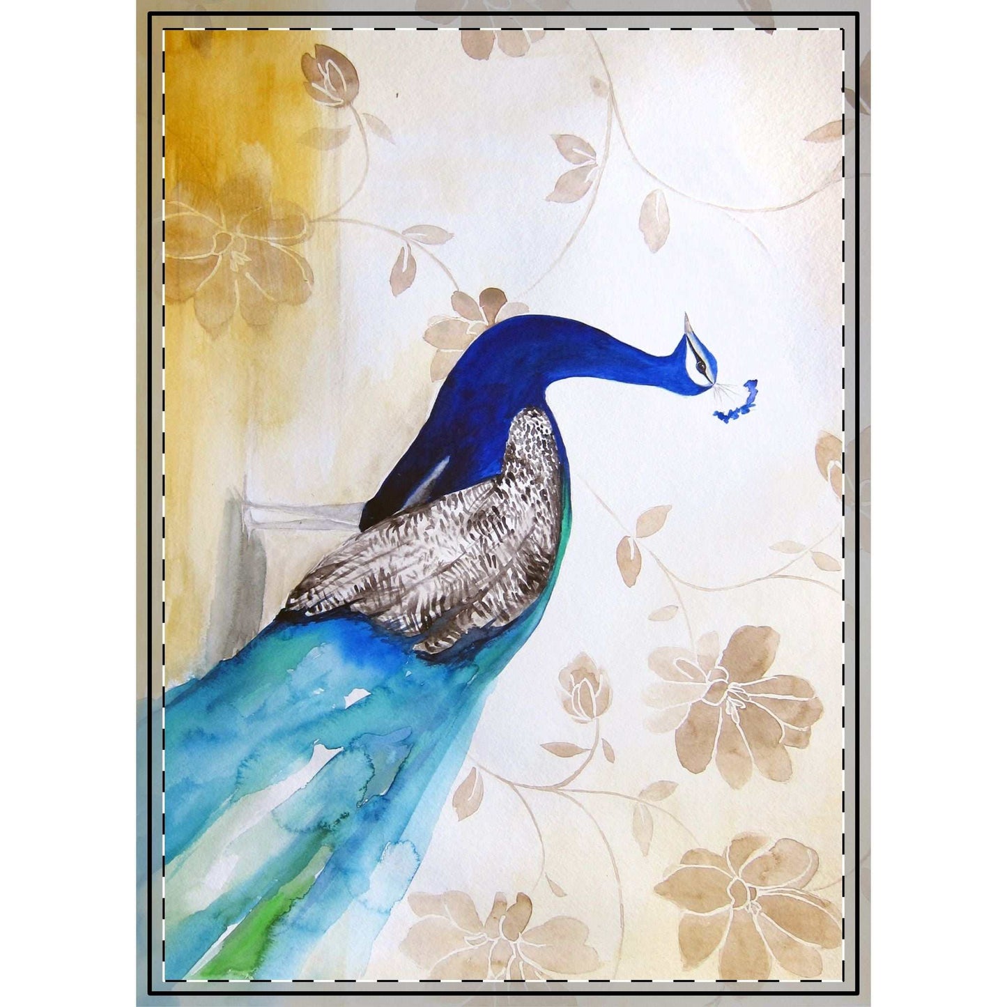 Vibrant Peacock Fable woven wall tapestry with durable polyester-cotton blend and black backing for elegant home decor