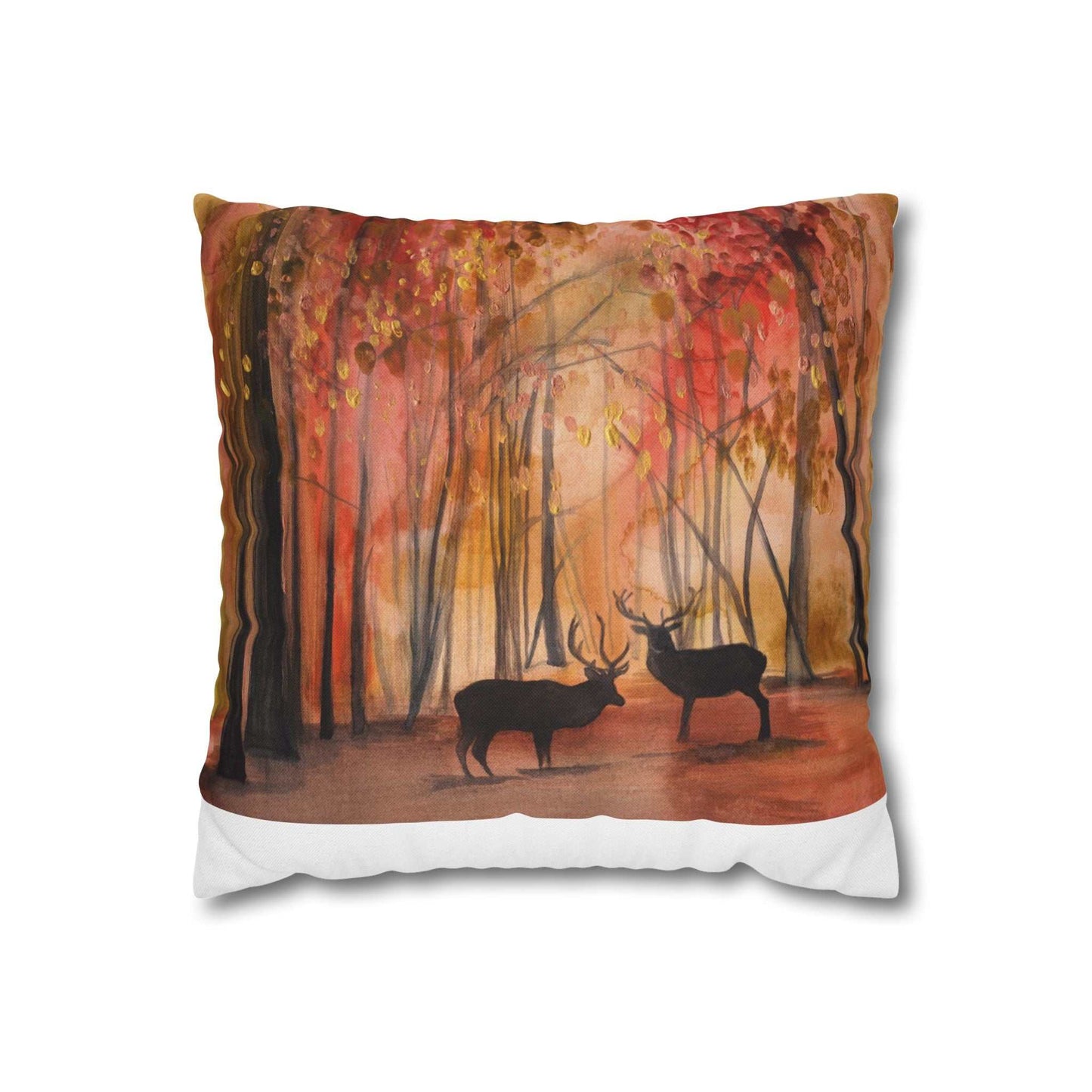 Autumn Wildlife Pillowcase with cozy fall decor and nature-inspired design on square pillowcase