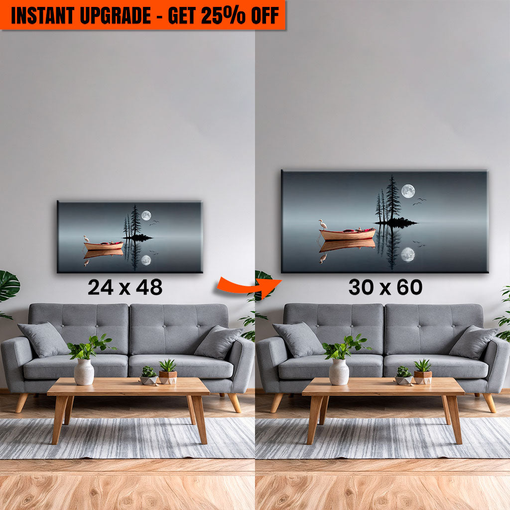 Modern Minimalist Night Lake Wall Art canvas upgraded from 48x24 to 60x30 inches with premium US-made UV-resistant print