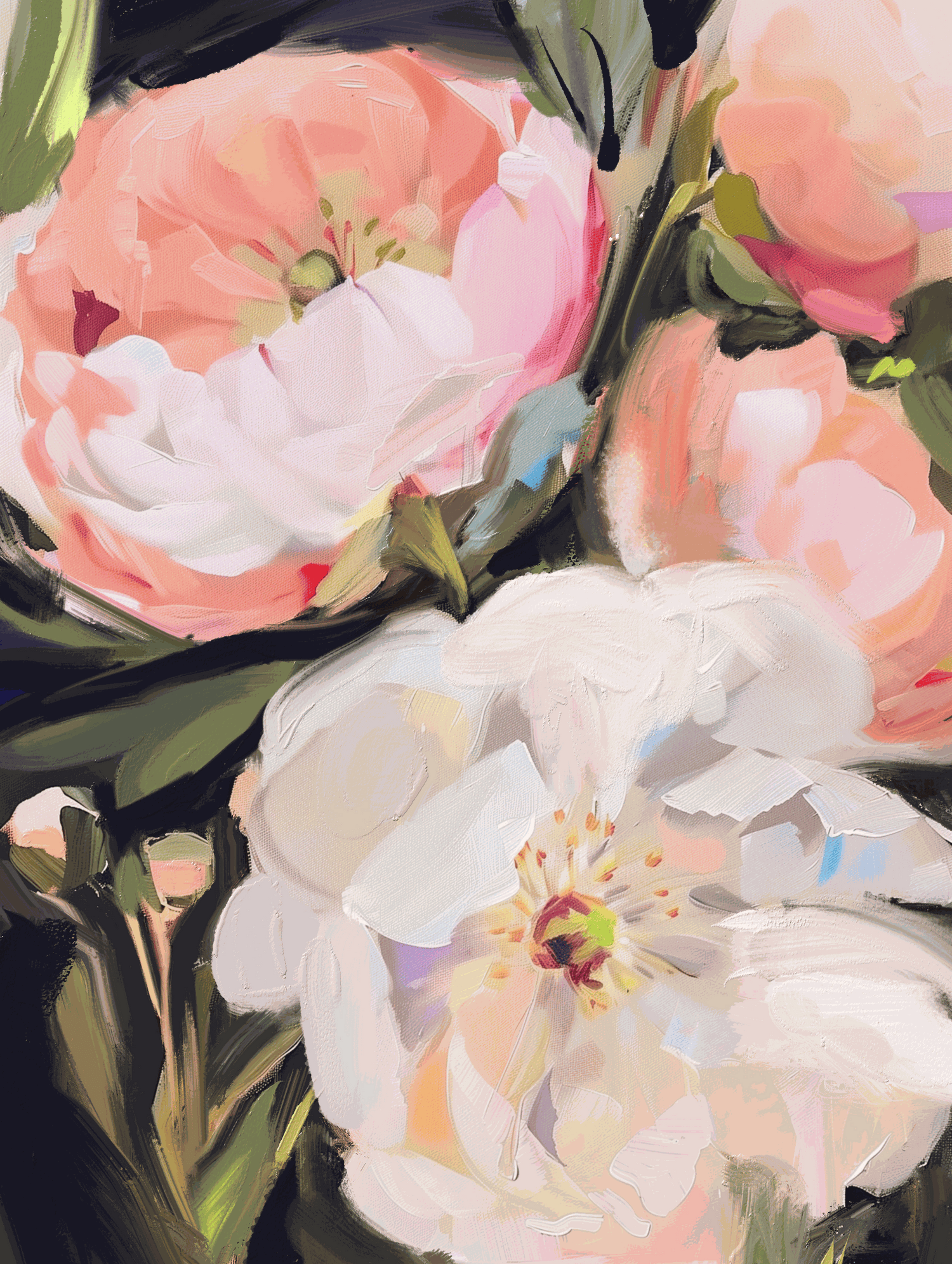 Original acrylic painting on paper titled A Soft Blooming, 8x10 inches, unframed and signed.