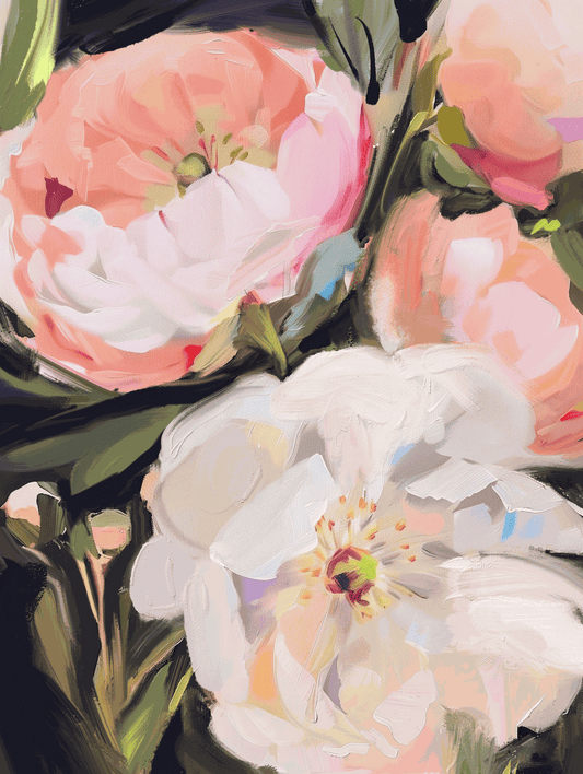 Original acrylic painting on paper titled A Soft Blooming, 8x10 inches, unframed and signed.