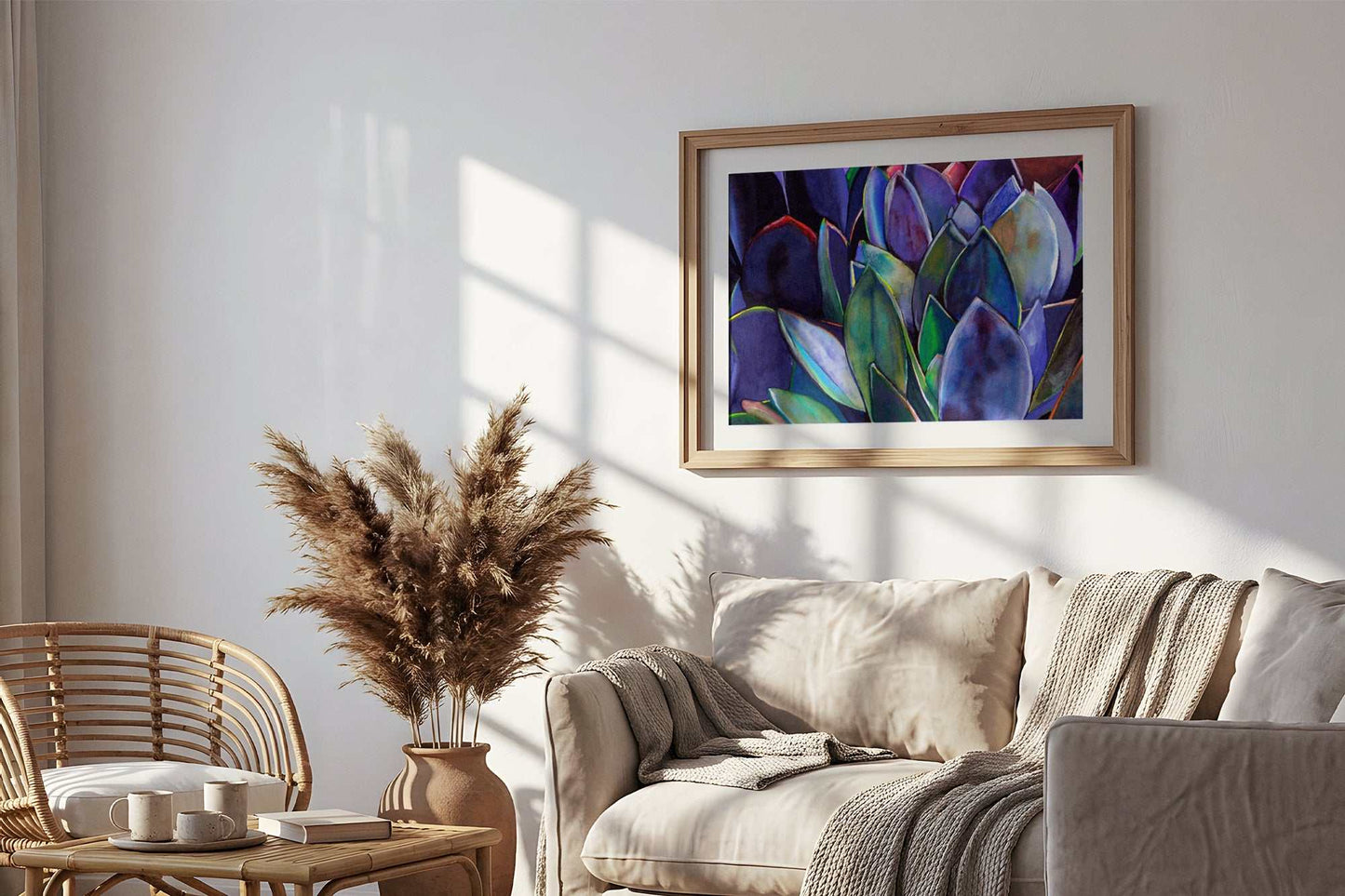 Minimalist agave art print for contemporary interiors with archival-quality desert plant illustration