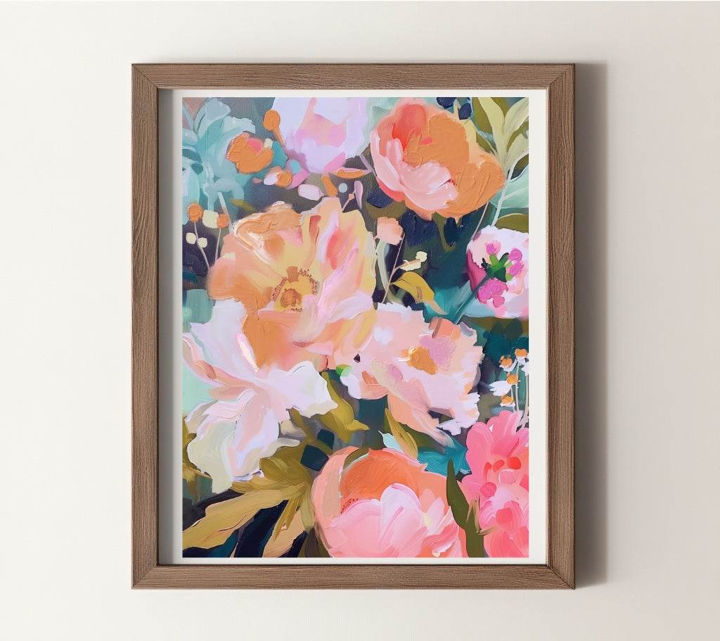 Among the Blossoms original 11x14 acrylic painting on paper with floral design